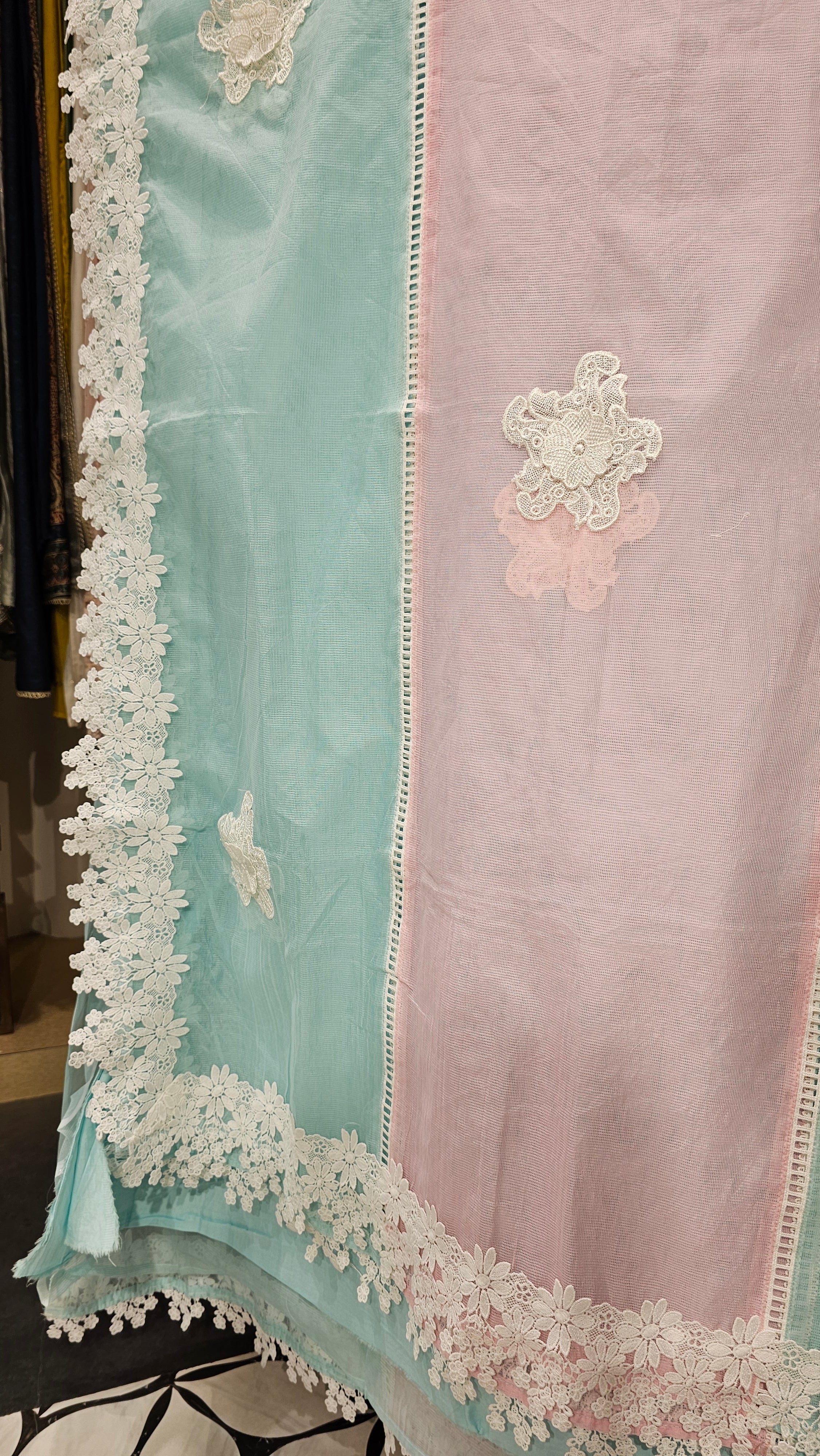 Beautiful Kota Doriya Suit with Cotton Dupatta trimmed With Lace work
