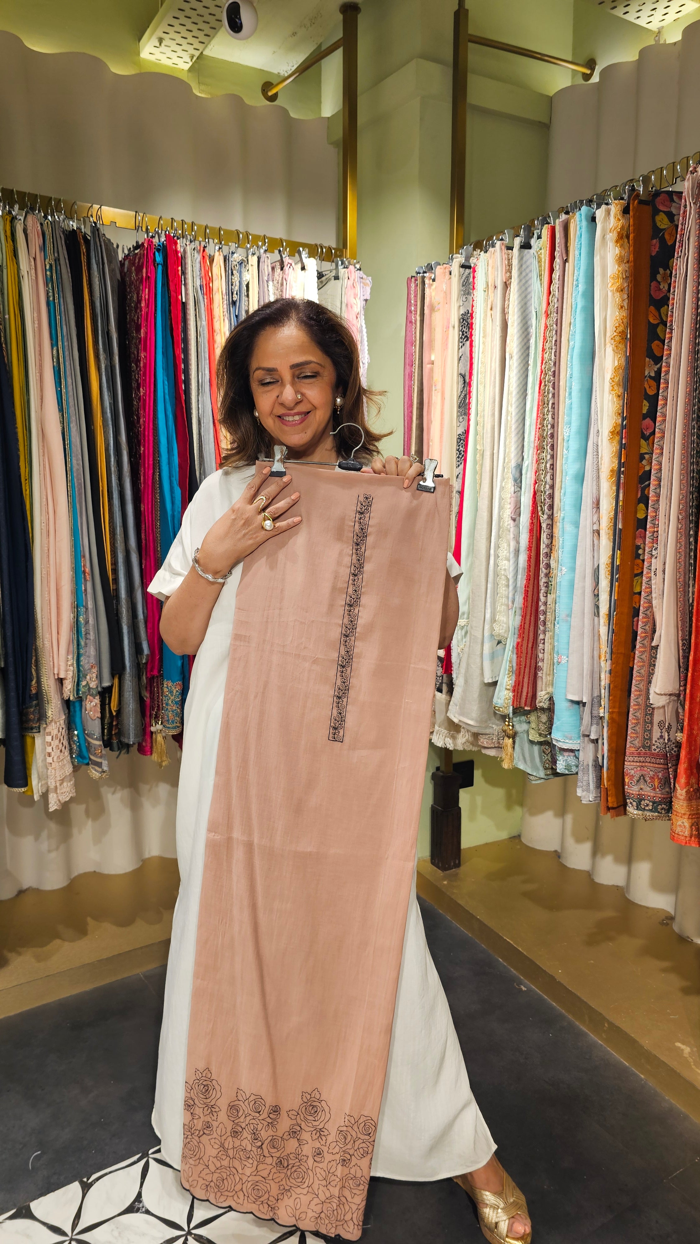 Beautiful Mul Top & Dupatta  with Rayon Bottom Suit trimmed With Thread Work