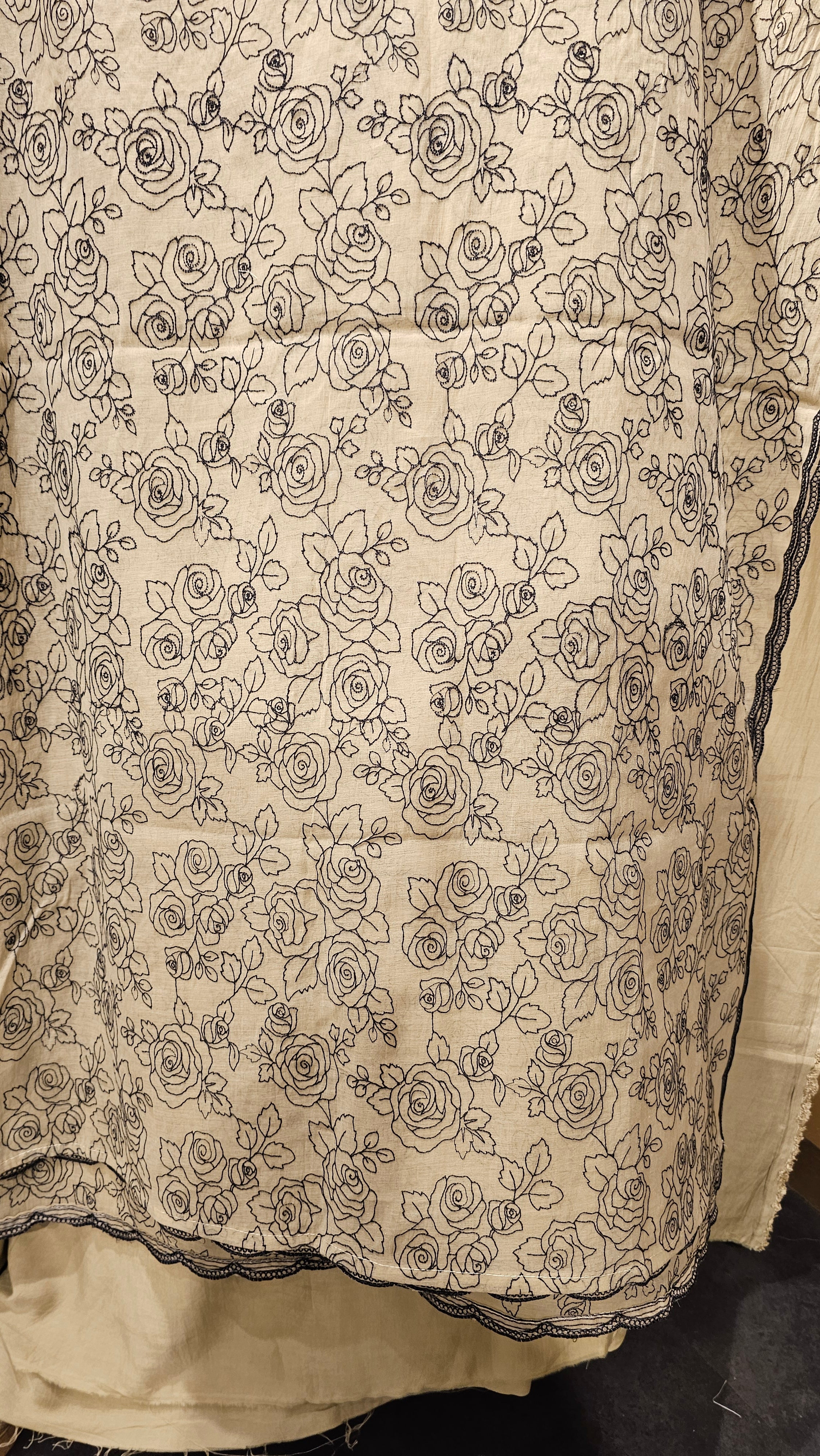 Beautiful Mul Top & Dupatta  with Rayon Bottom Suit trimmed With Thread Work