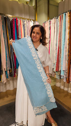 Stunning Mul Fabric Suit trimmed With Thread & Embroidery