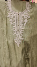Stunning Mul Fabric Suit trimmed With Thread & Embroidery