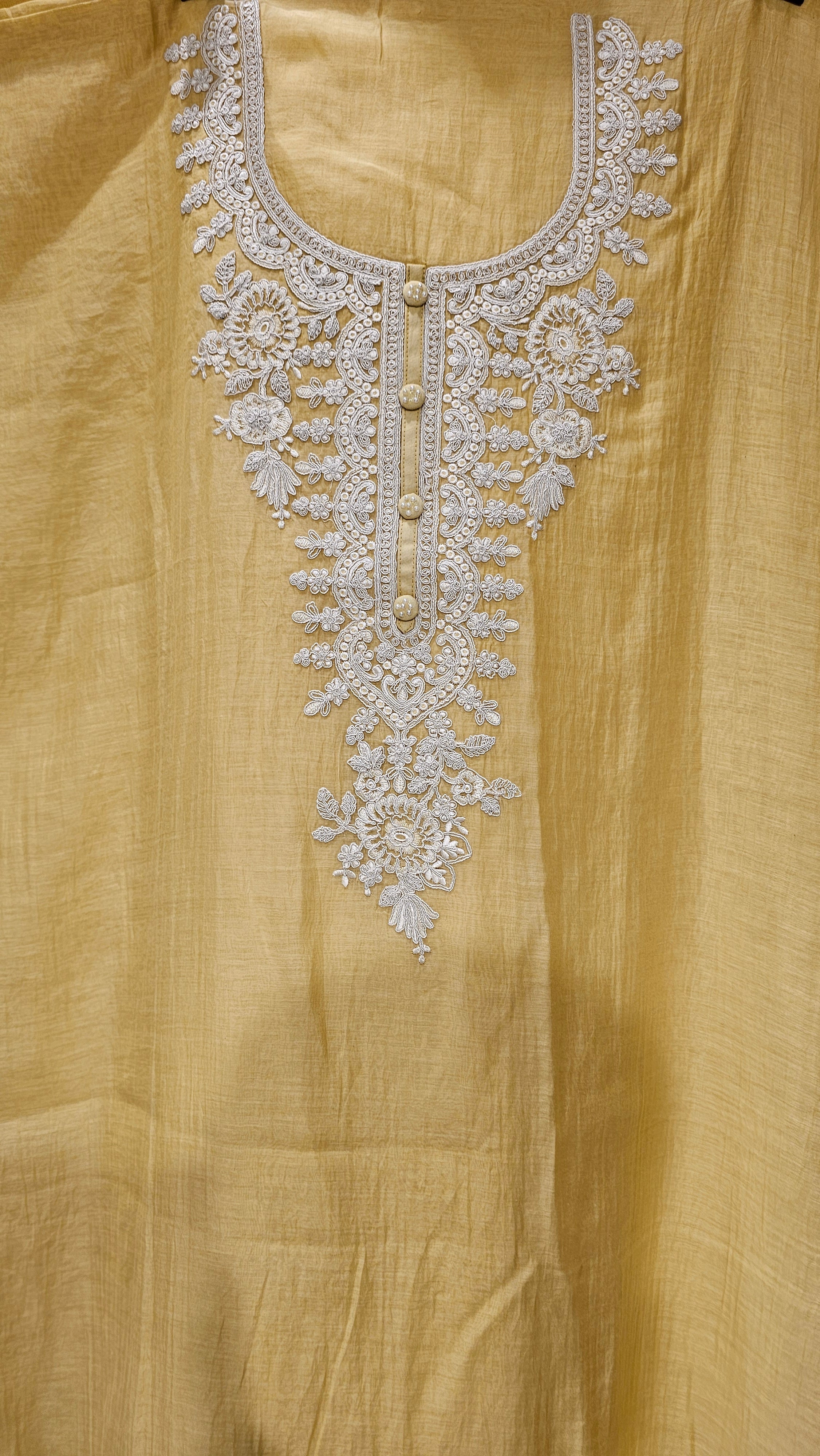 Stunning Mul Fabric Suit trimmed With Thread & Embroidery