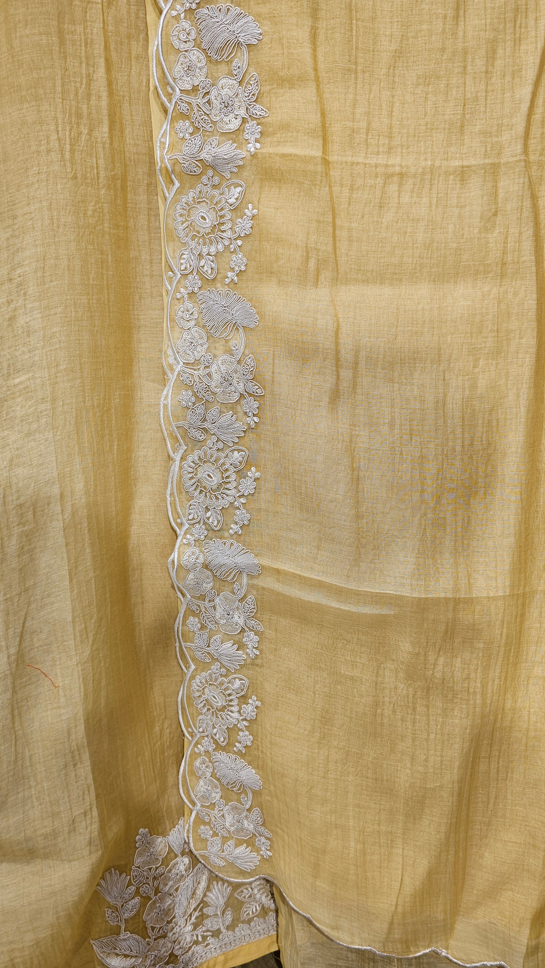 Stunning Mul Fabric Suit trimmed With Thread & Embroidery