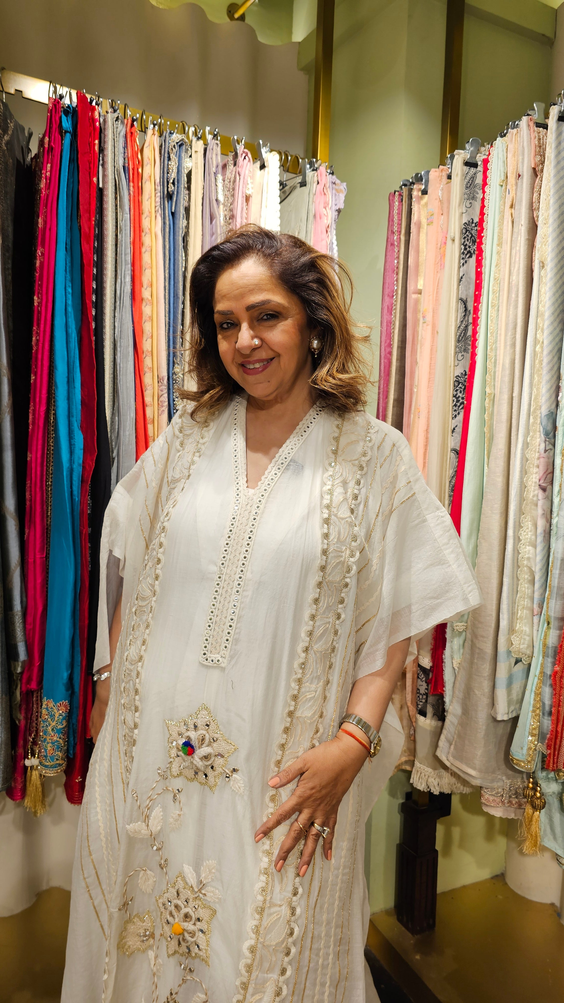 Beautiful Mul Fabric Suit trimmed With gota & Floral Patch work