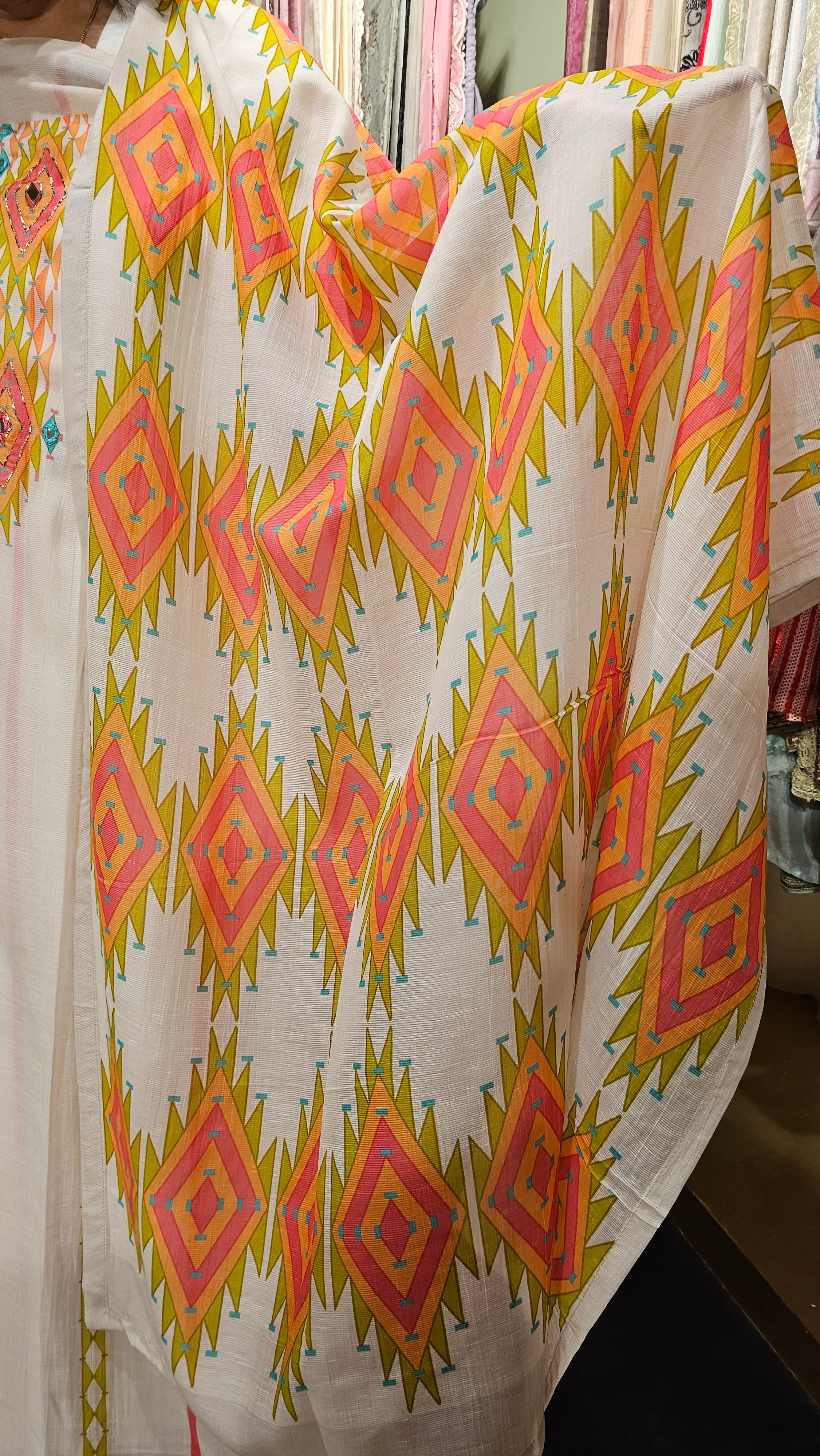 Adorable Mul Cotton Fabric Suit Trimmed With Mirror & Digital Print