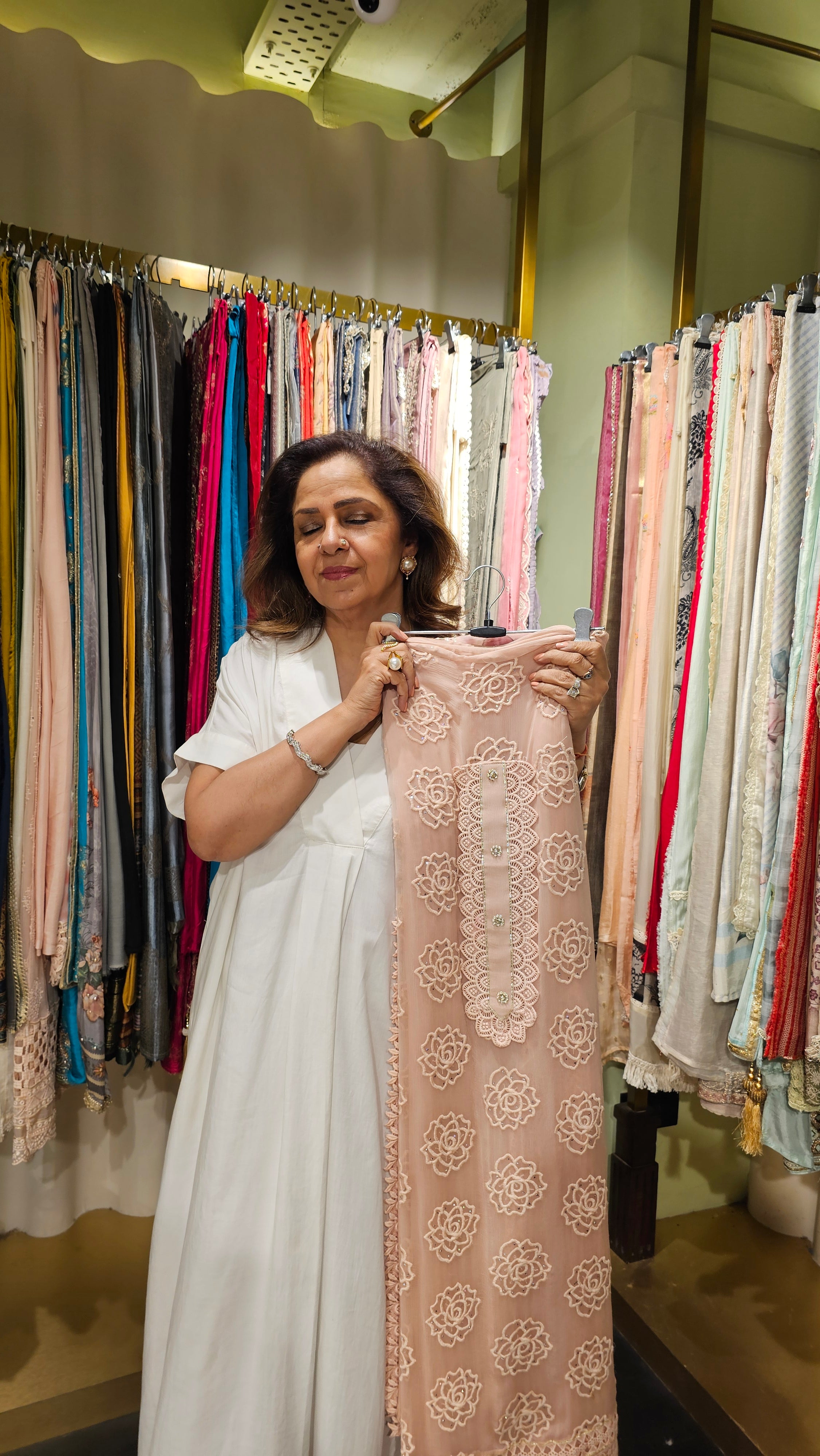 Beautiful Chiffon Fabric Suit trimmed With Patch Work