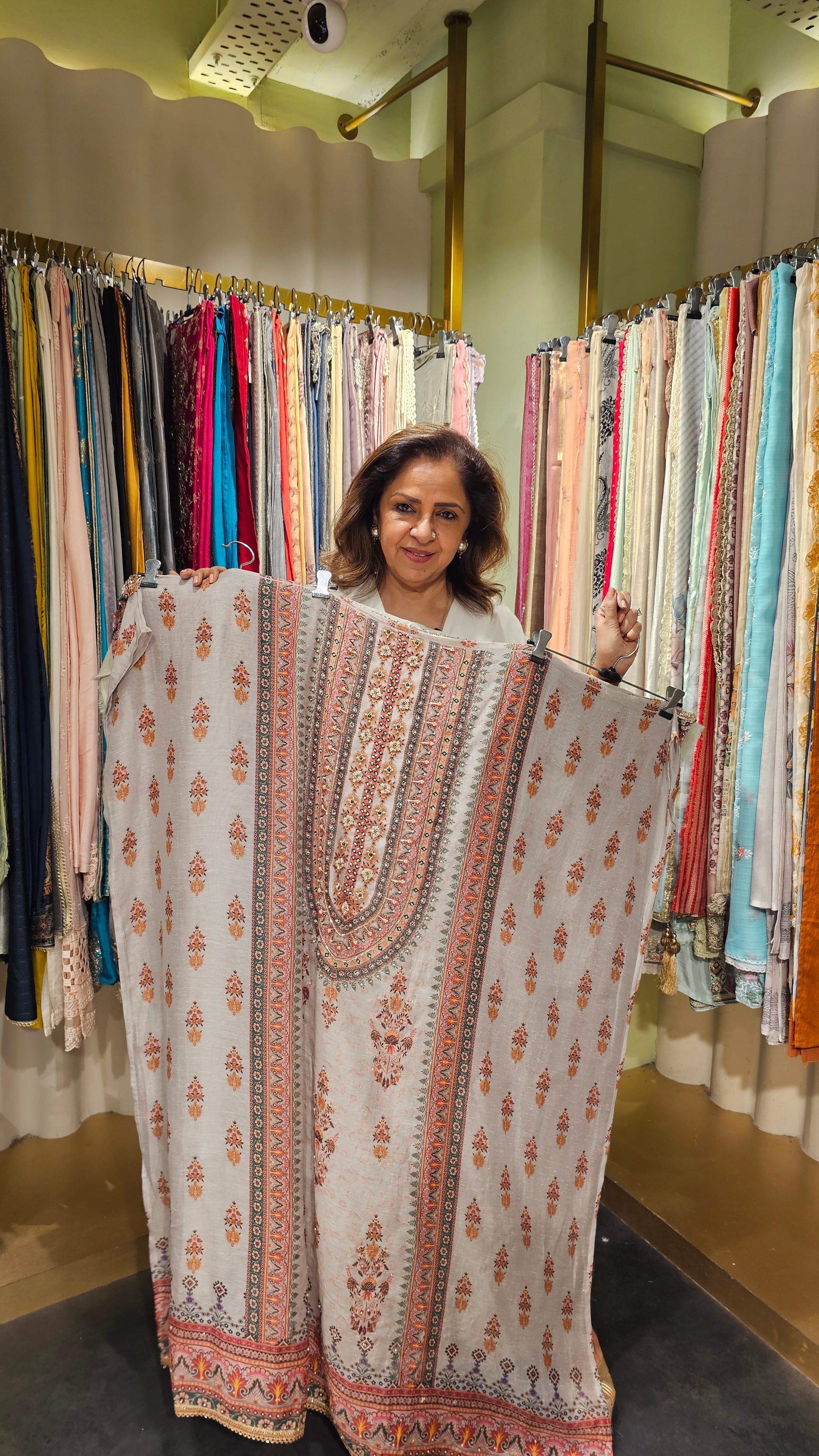 Beautiful Digital Printed Mul Fabric Suit trimmed With Hand Work