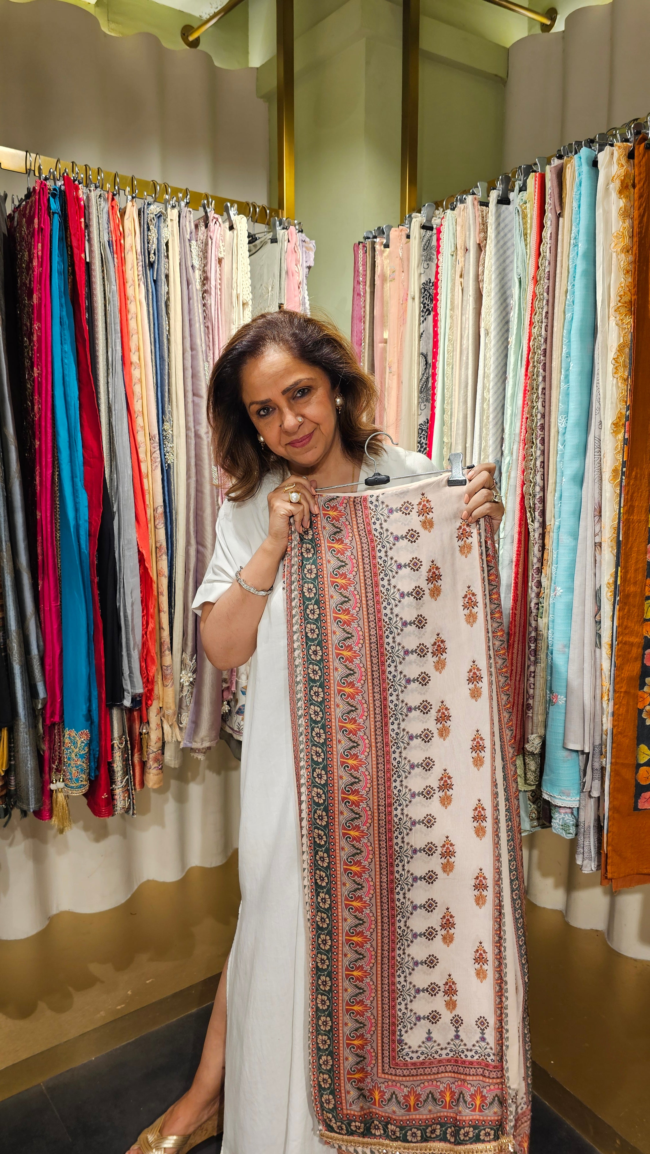 Beautiful Digital Printed Mul Fabric Suit trimmed With Hand Work