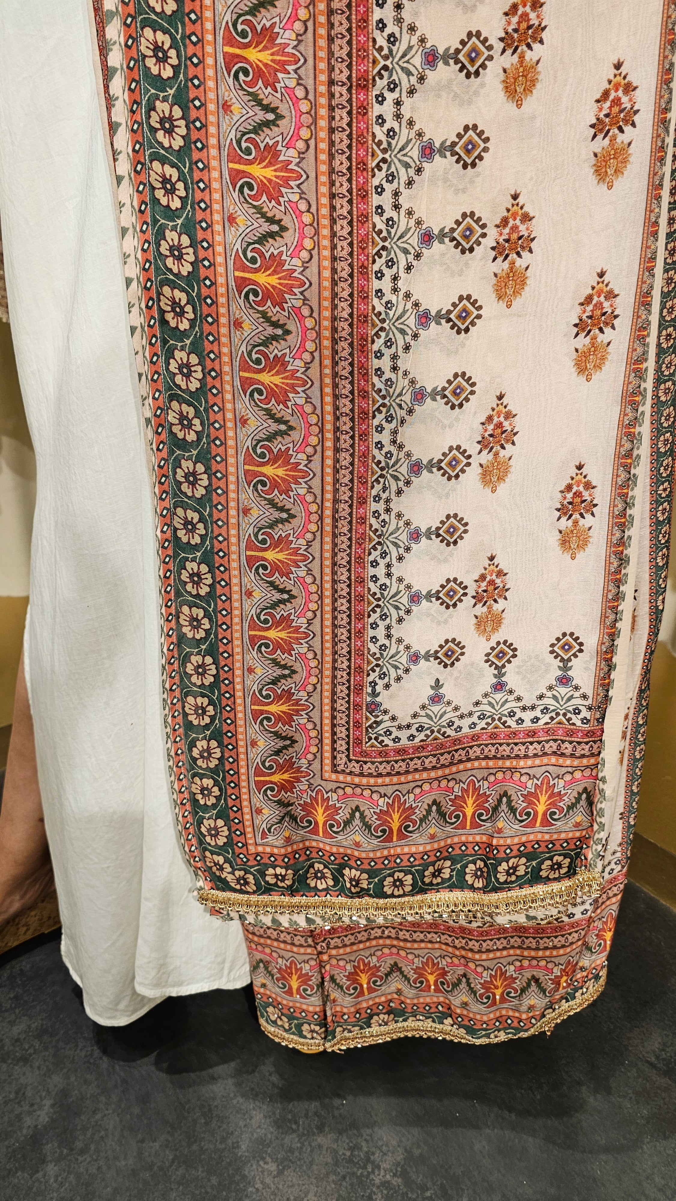 Beautiful Digital Printed Mul Fabric Suit trimmed With Hand Work