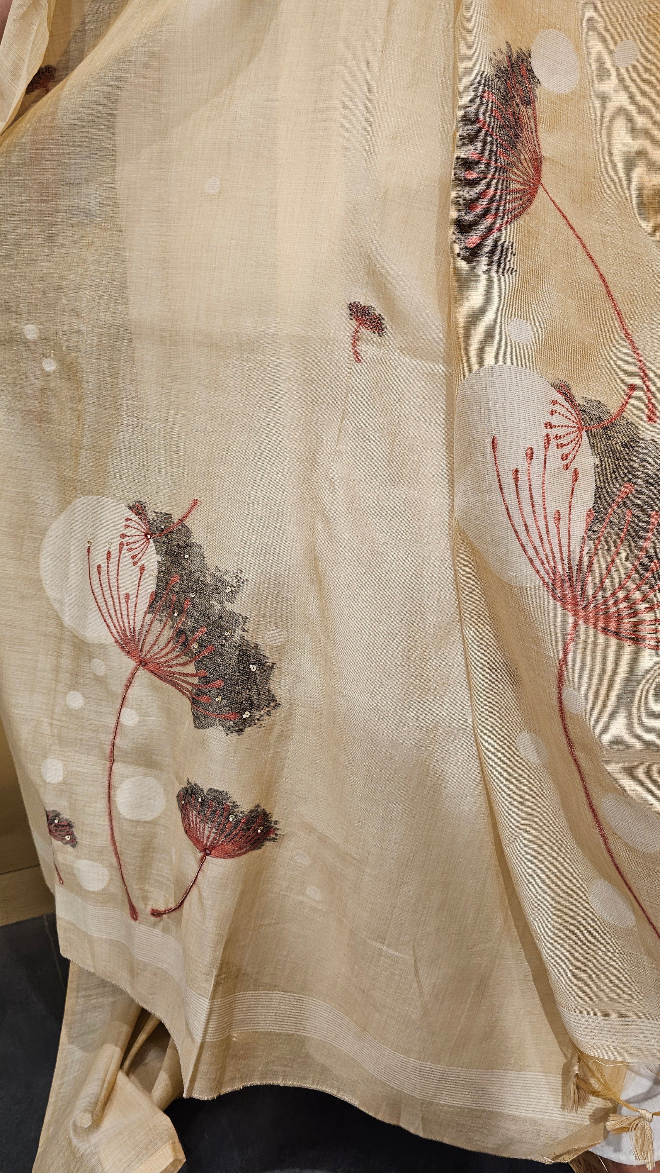 Beautiful Maheshwari Fabric Suit trimmed With Weaving & Hand work