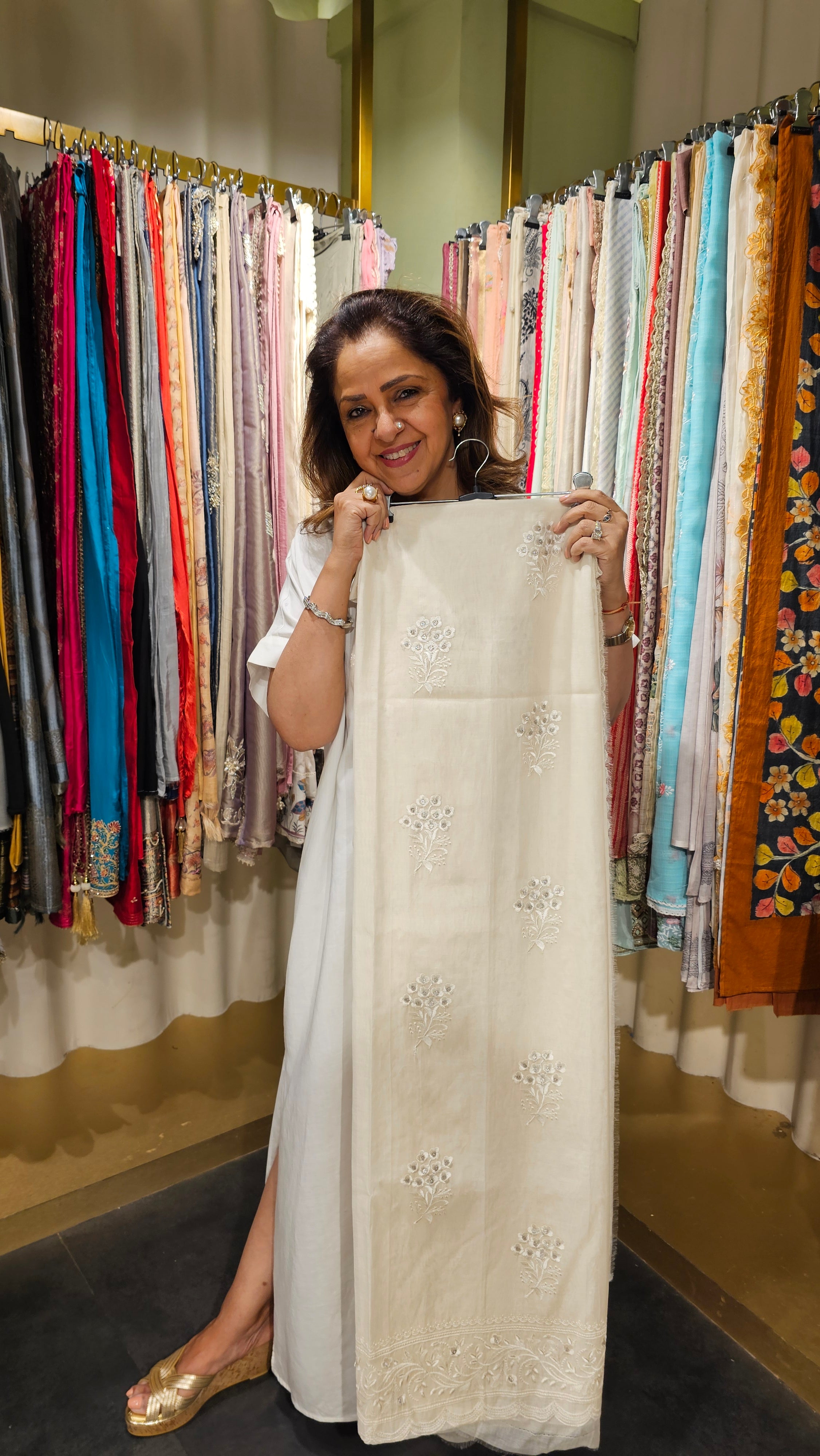 Beautiful Mul Fabric Suit trimmed With Resham Work