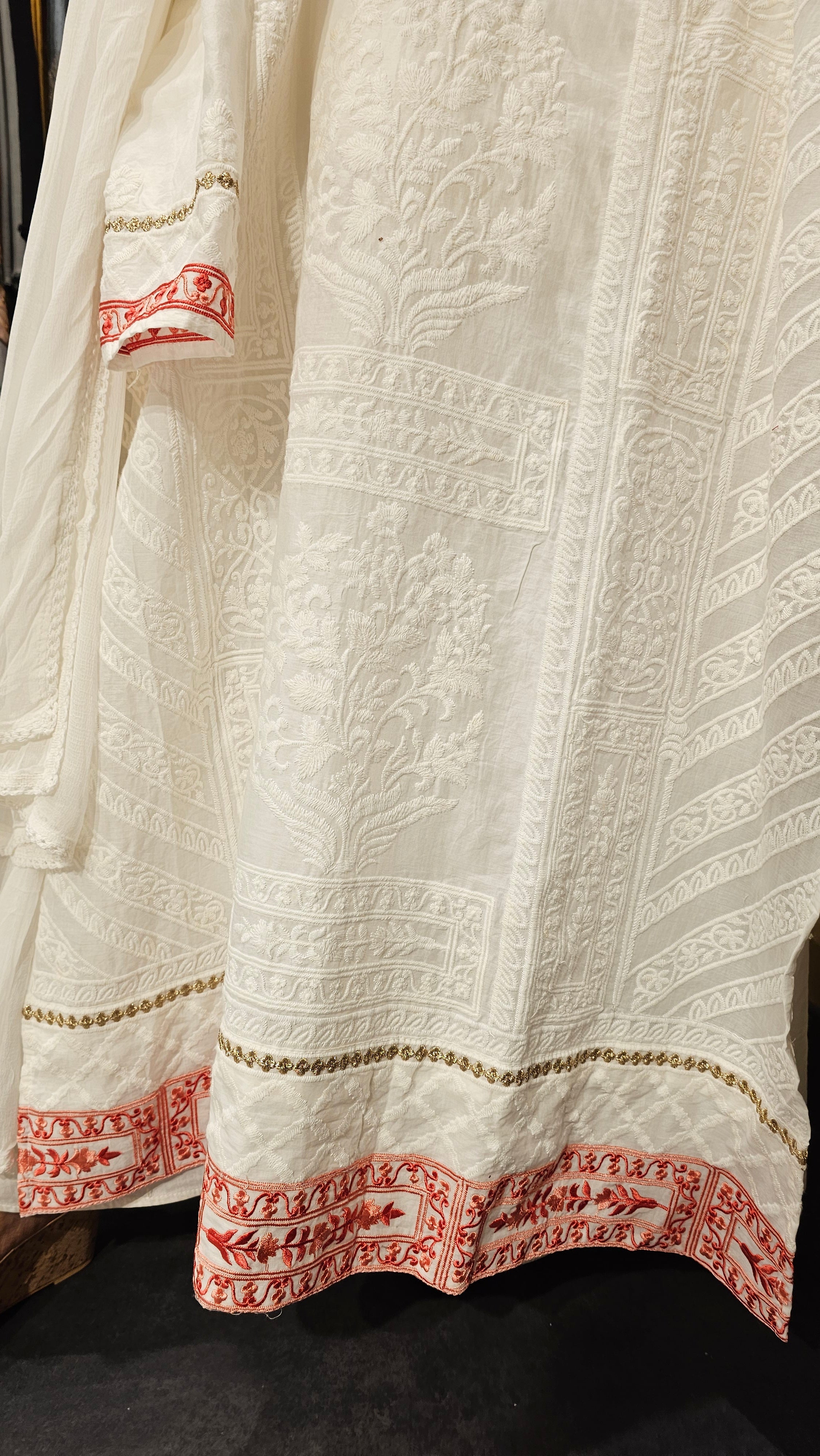 Beautiful Cotton Fabric Suit trimmed With Thread Work
