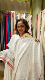 Beautiful Cotton Fabric Suit trimmed With Thread Work