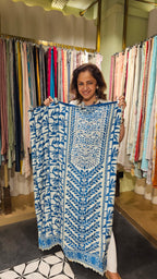 Beautiful Muslin Fabric Suit trimmed With Hand work