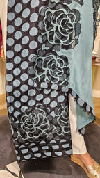 Beautiful Organza Fabric Suit trimmed With Floral Cut Work