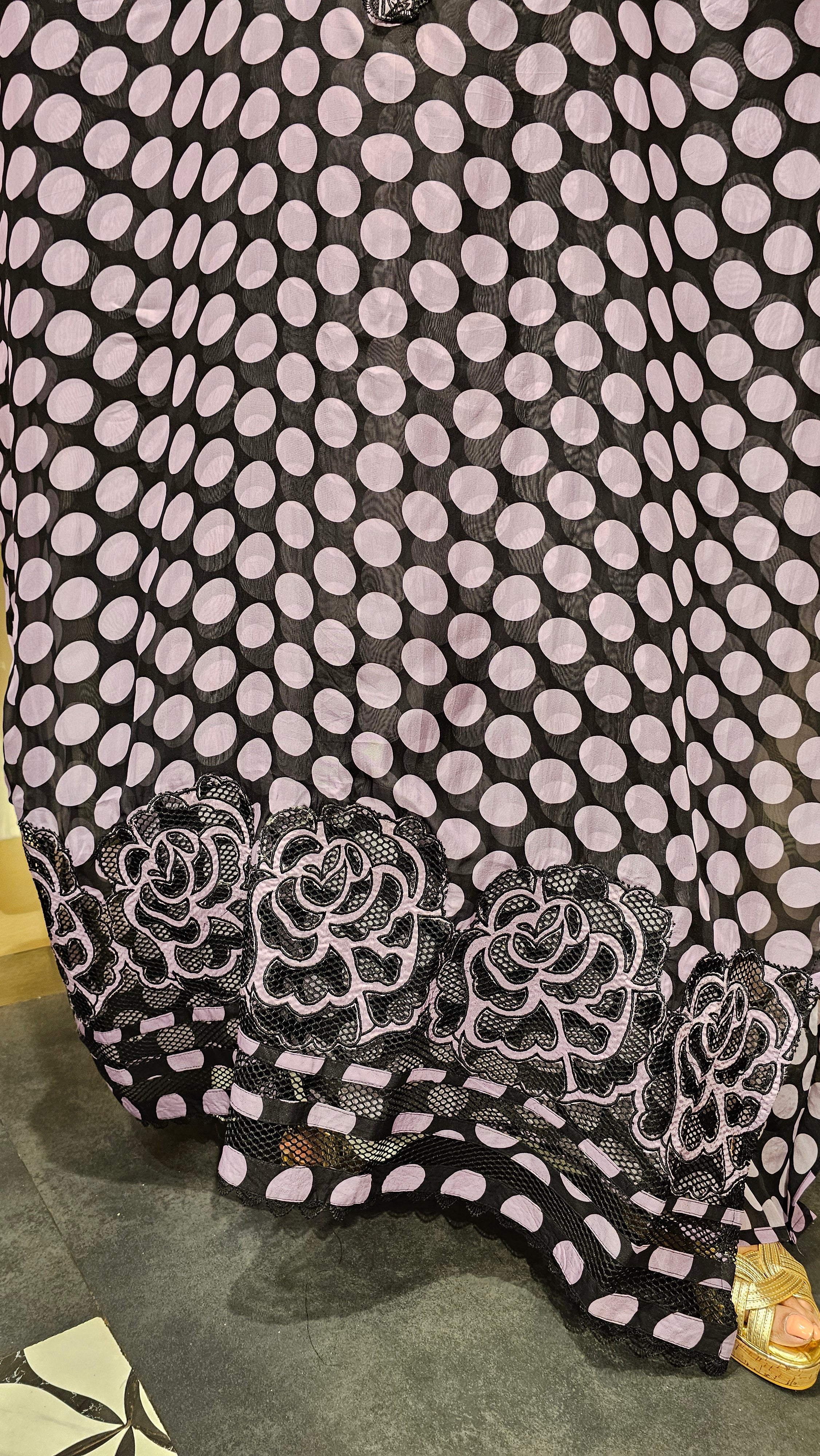 Beautiful Organza Fabric Suit trimmed With Floral Cut Work