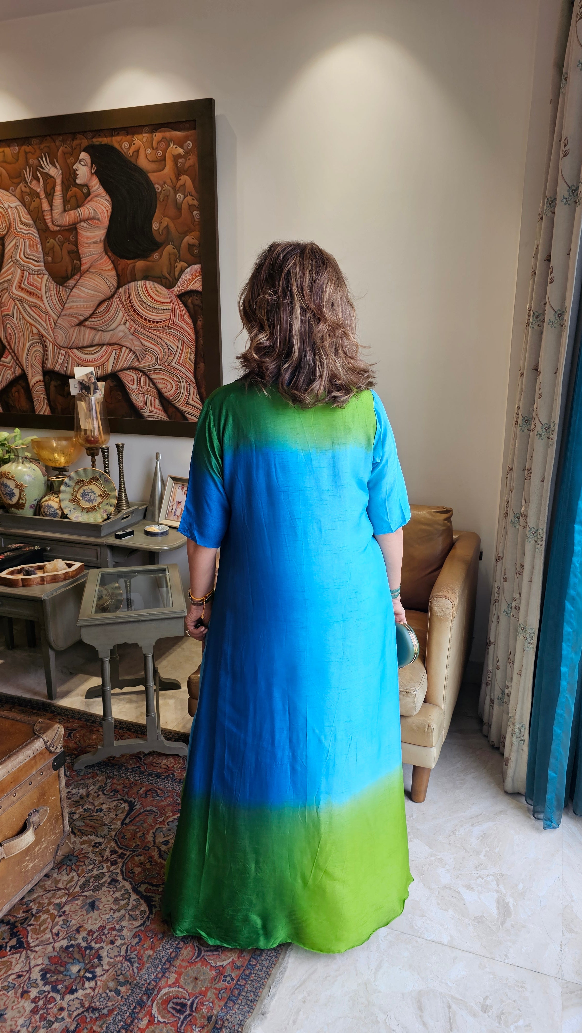 Breezy Cotton Silk Dress With Zari, Dabka & Sequins work