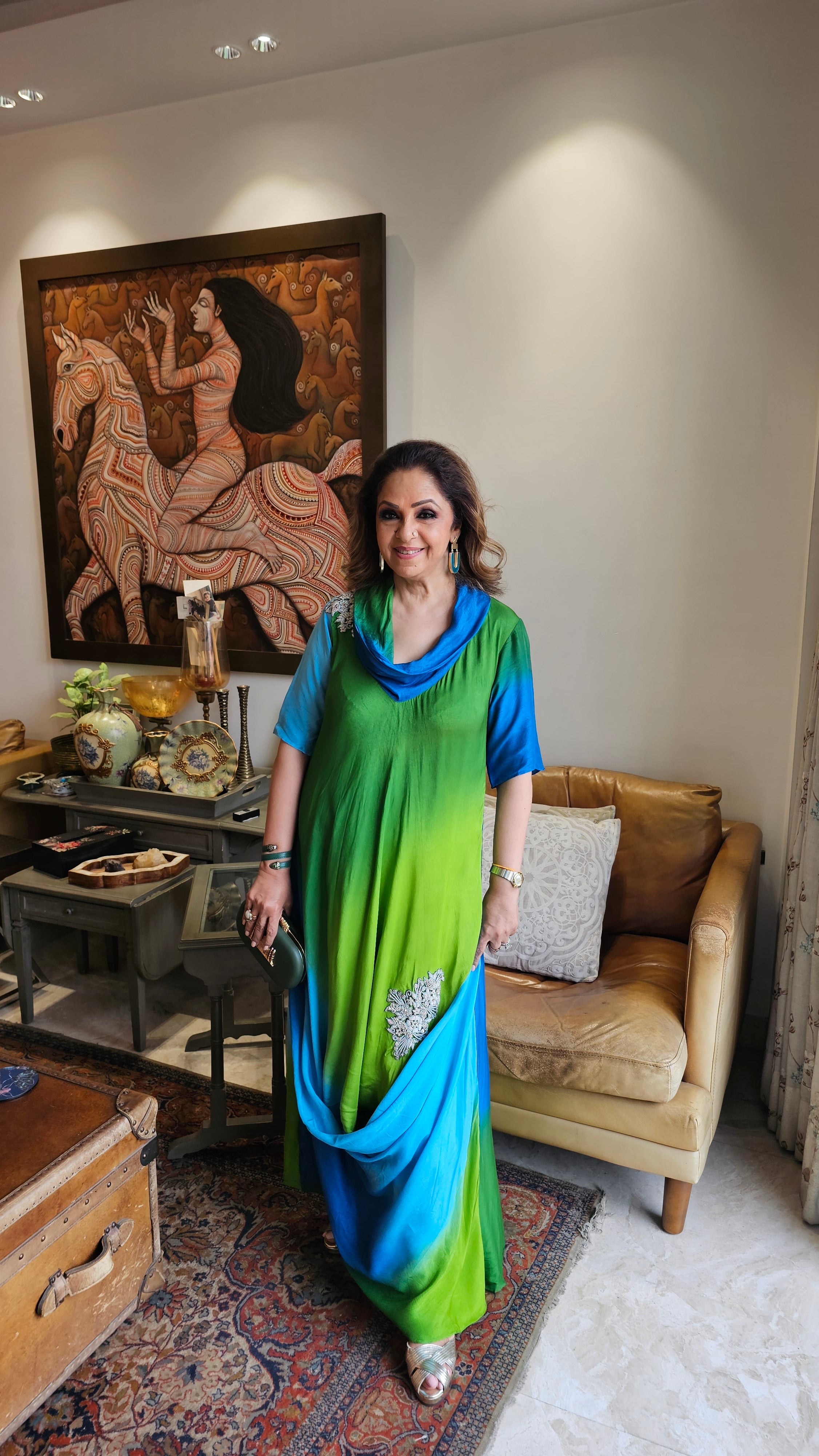 Breezy Cotton Silk Dress With Zari, Dabka & Sequins work