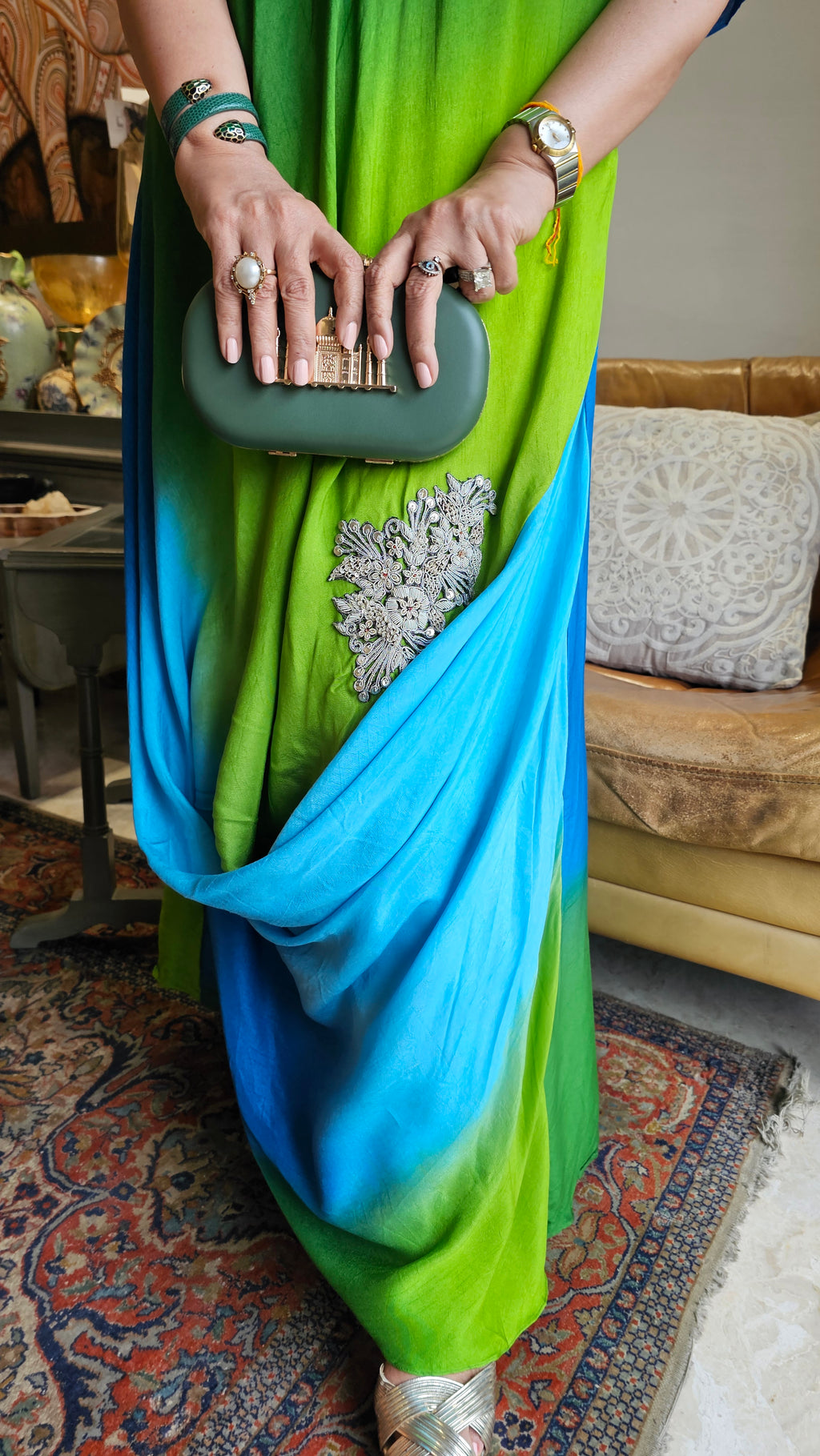 Breezy Cotton Silk Dress With Zari, Dabka & Sequins work