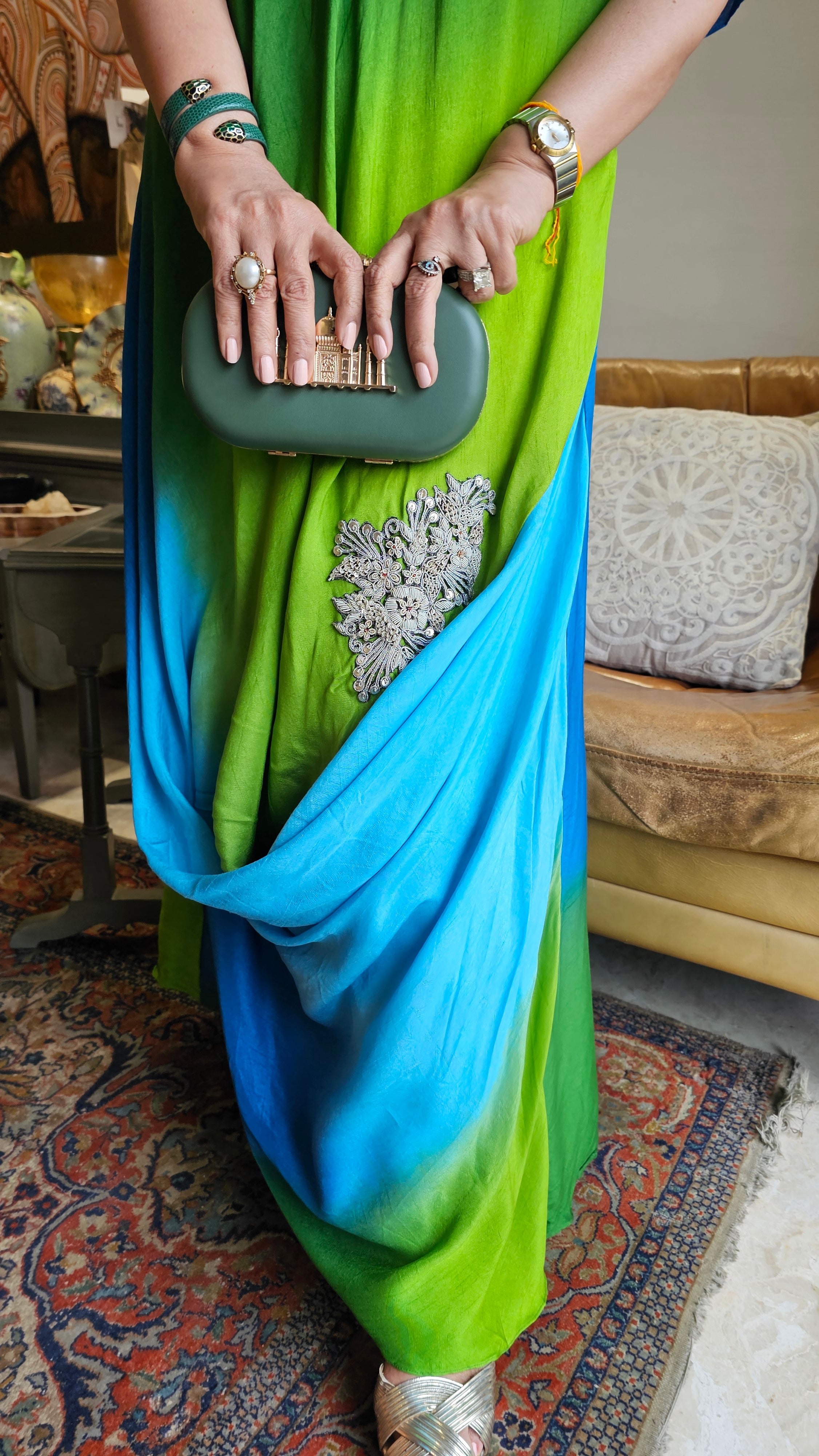 Breezy Cotton Silk Dress With Zari, Dabka & Sequins work