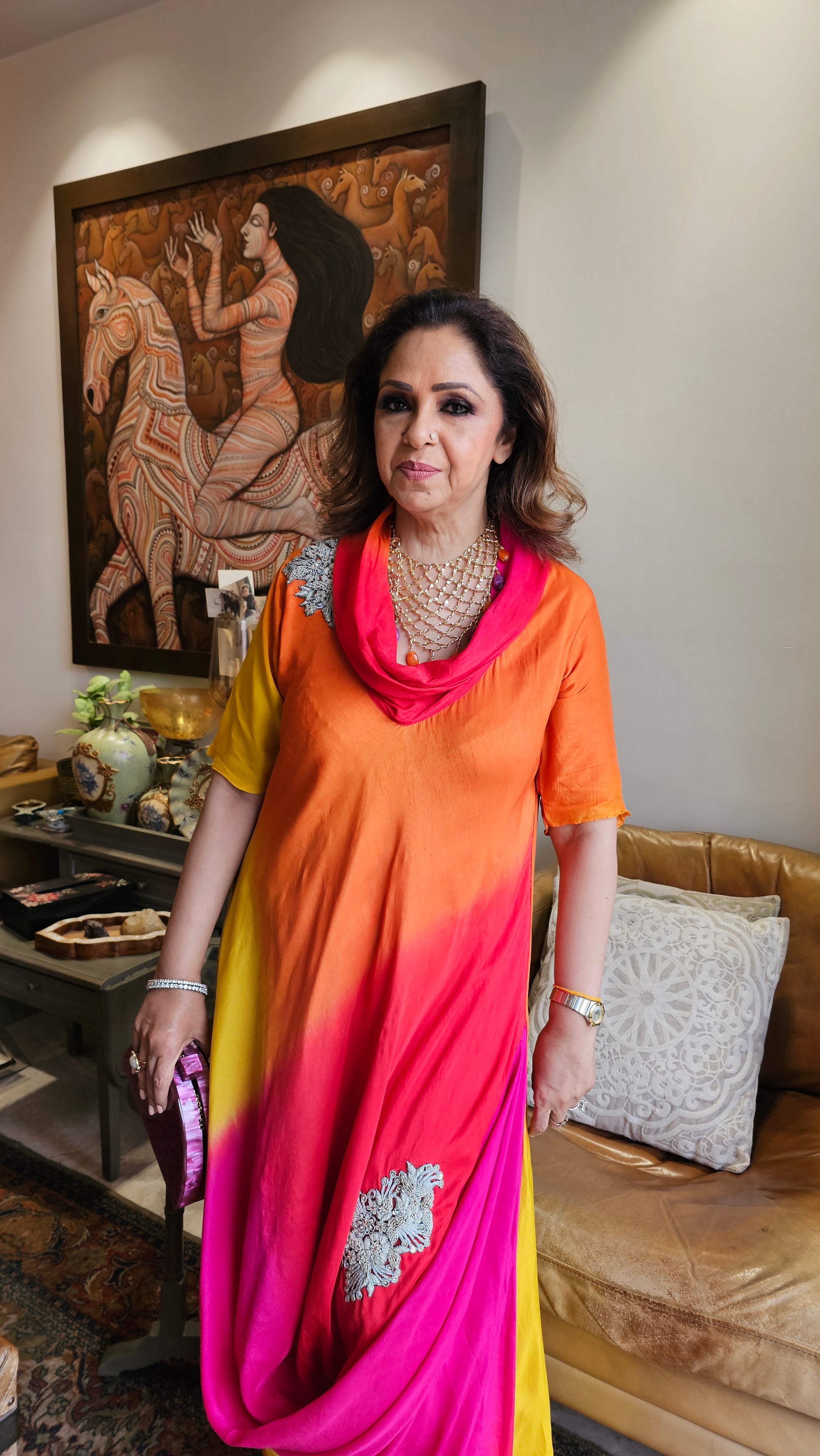 Breezy Cotton Silk Dress With Zari, Dabka & Sequins work