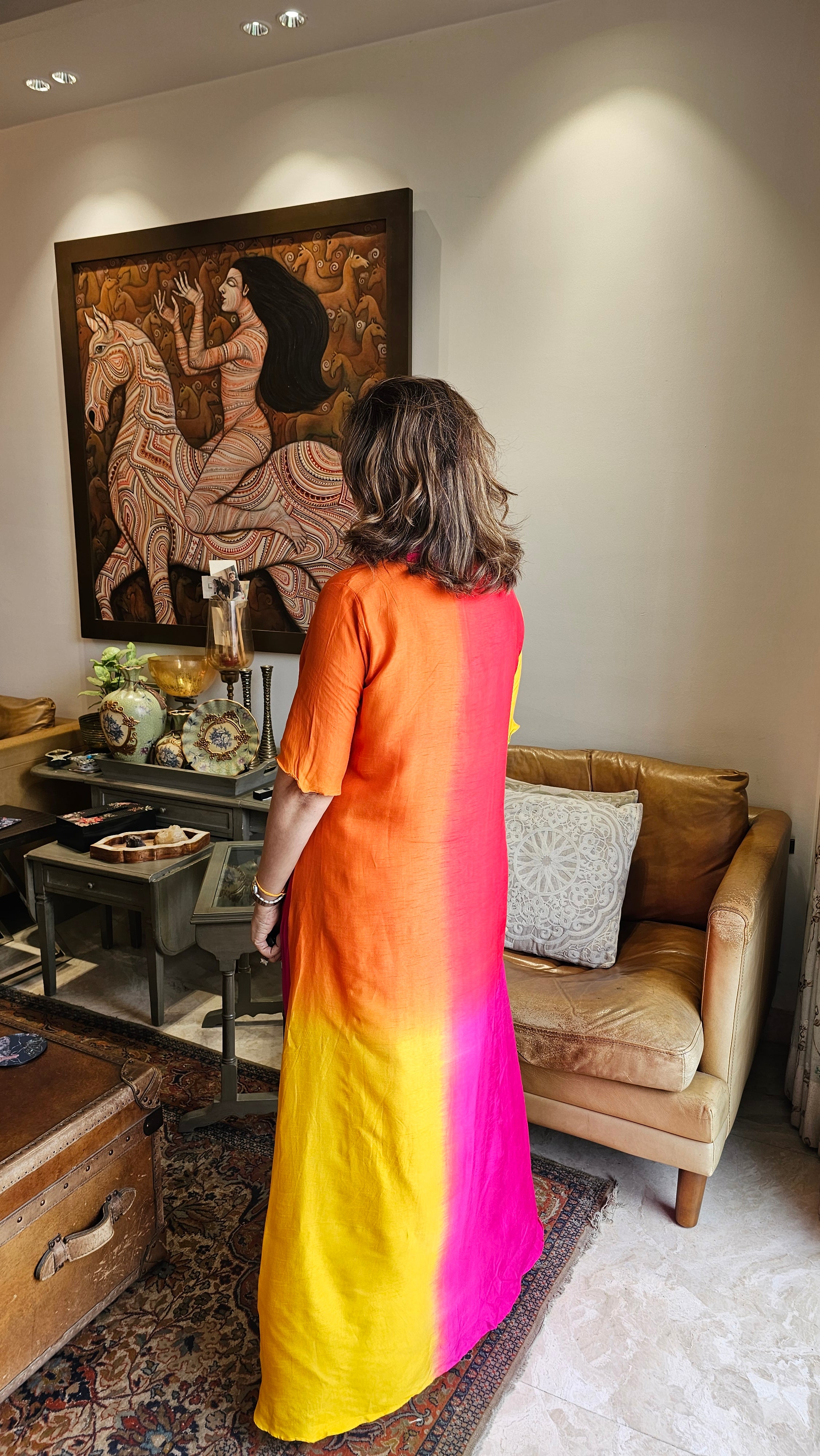 Breezy Cotton Silk Dress With Zari, Dabka & Sequins work