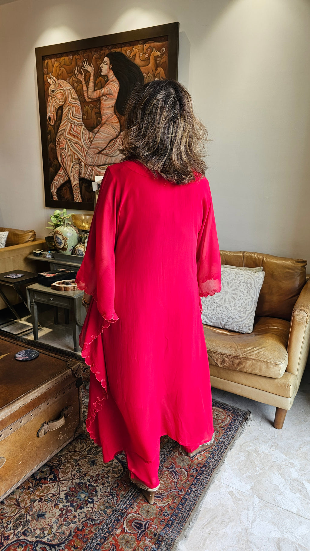 Beautiful Georgette Appliqué Work  Kurta With Georgette Bottom