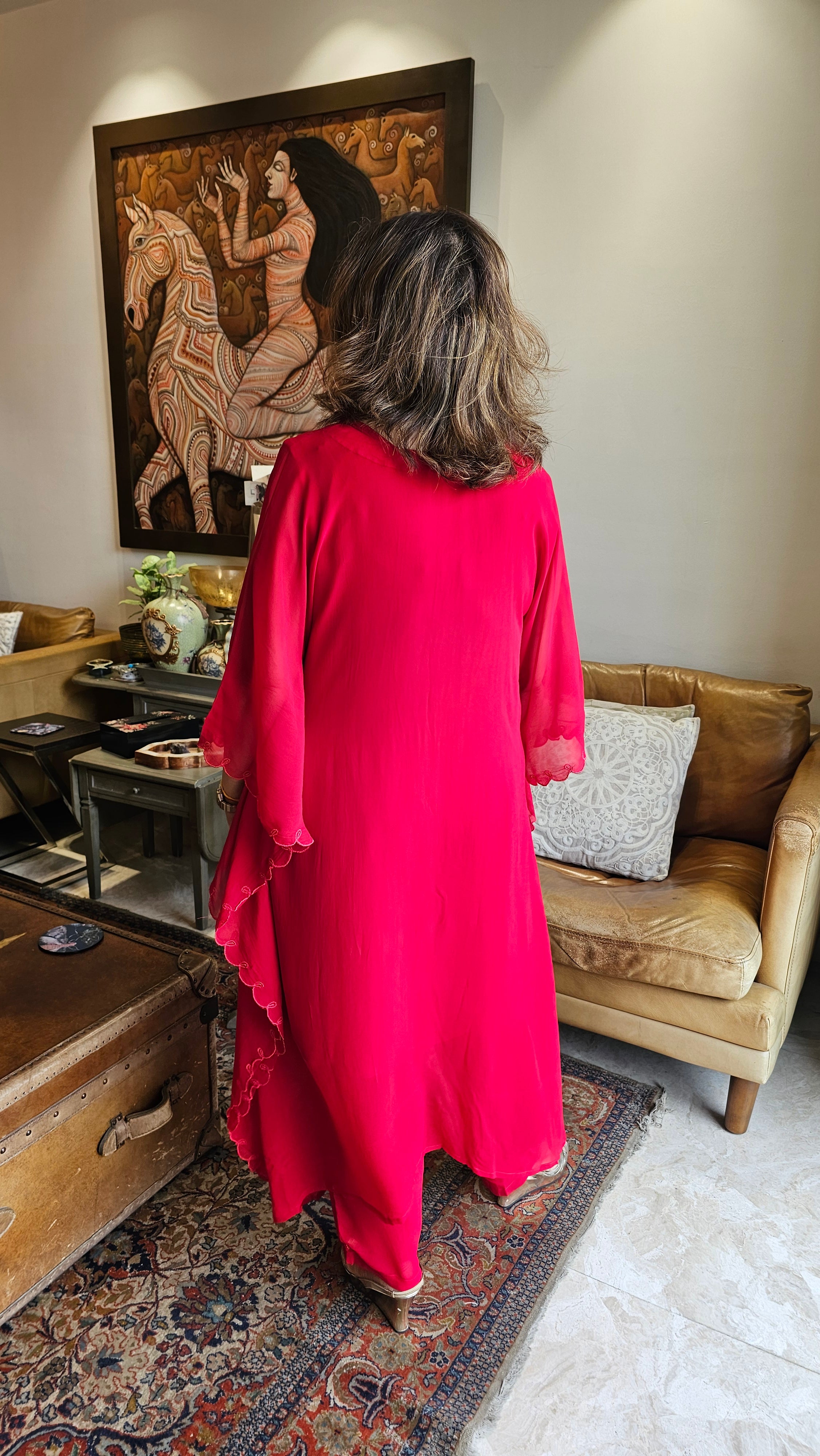 Beautiful Georgette Appliqué Work  Kurta With Georgette Bottom