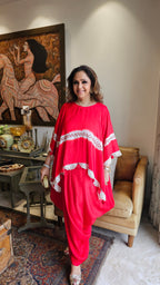 Beautiful Cotton Silk Cape Style Dress Embellished With Cut-dana & French Knot Work