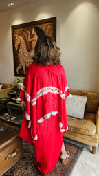 Beautiful Cotton Silk Cape Style Dress Embellished With Cut-dana & French Knot Work