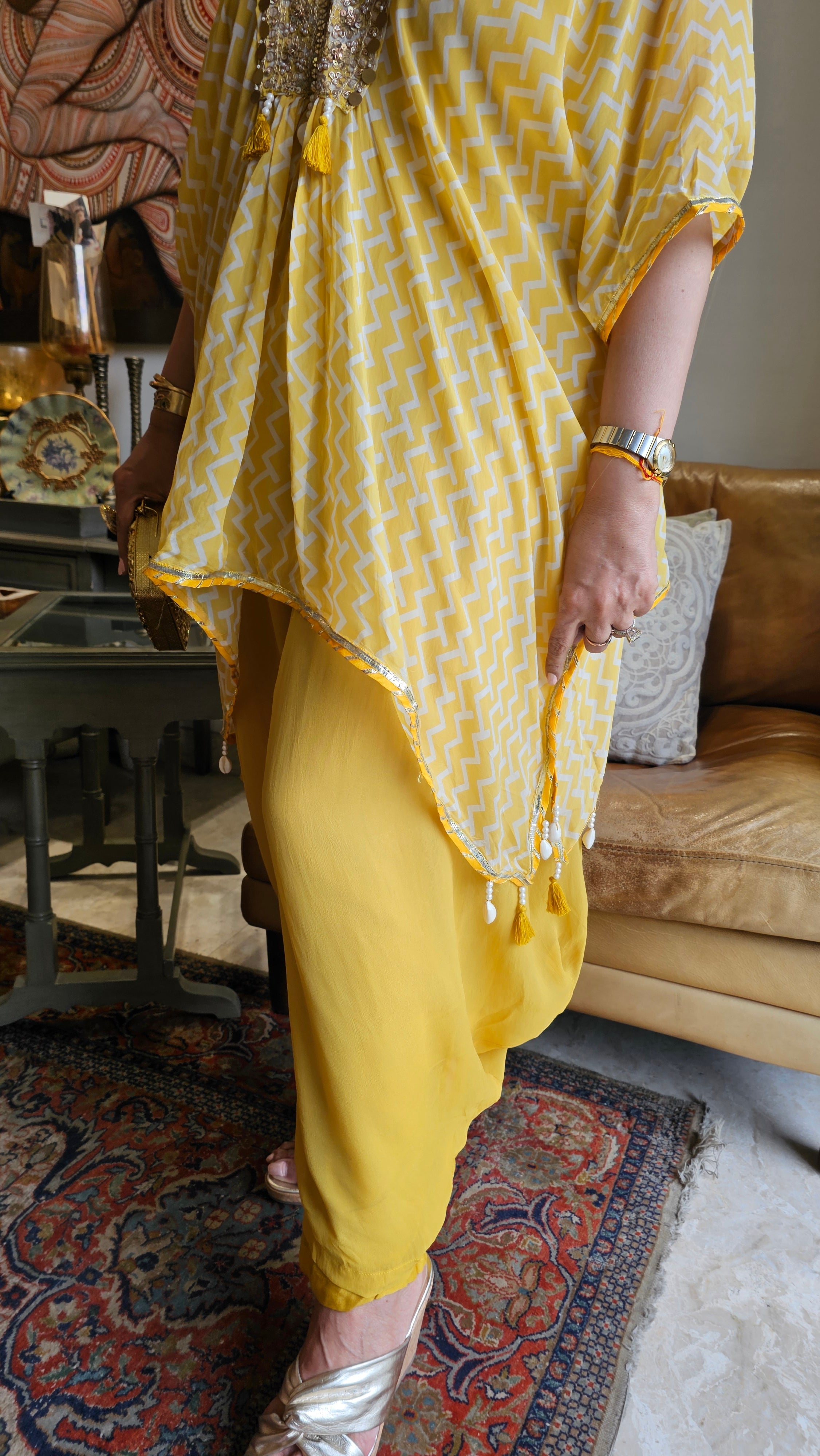 Beautiful Organza Top Embellished with Mirror & Latkan Work and with Georgette Bottom