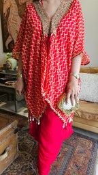Beautiful Organza Top Embellished with Mirror & Latkan Work and with Georgette Bottom