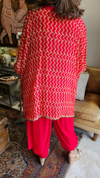 Beautiful Organza Top Embellished with Mirror & Latkan Work and with Georgette Bottom