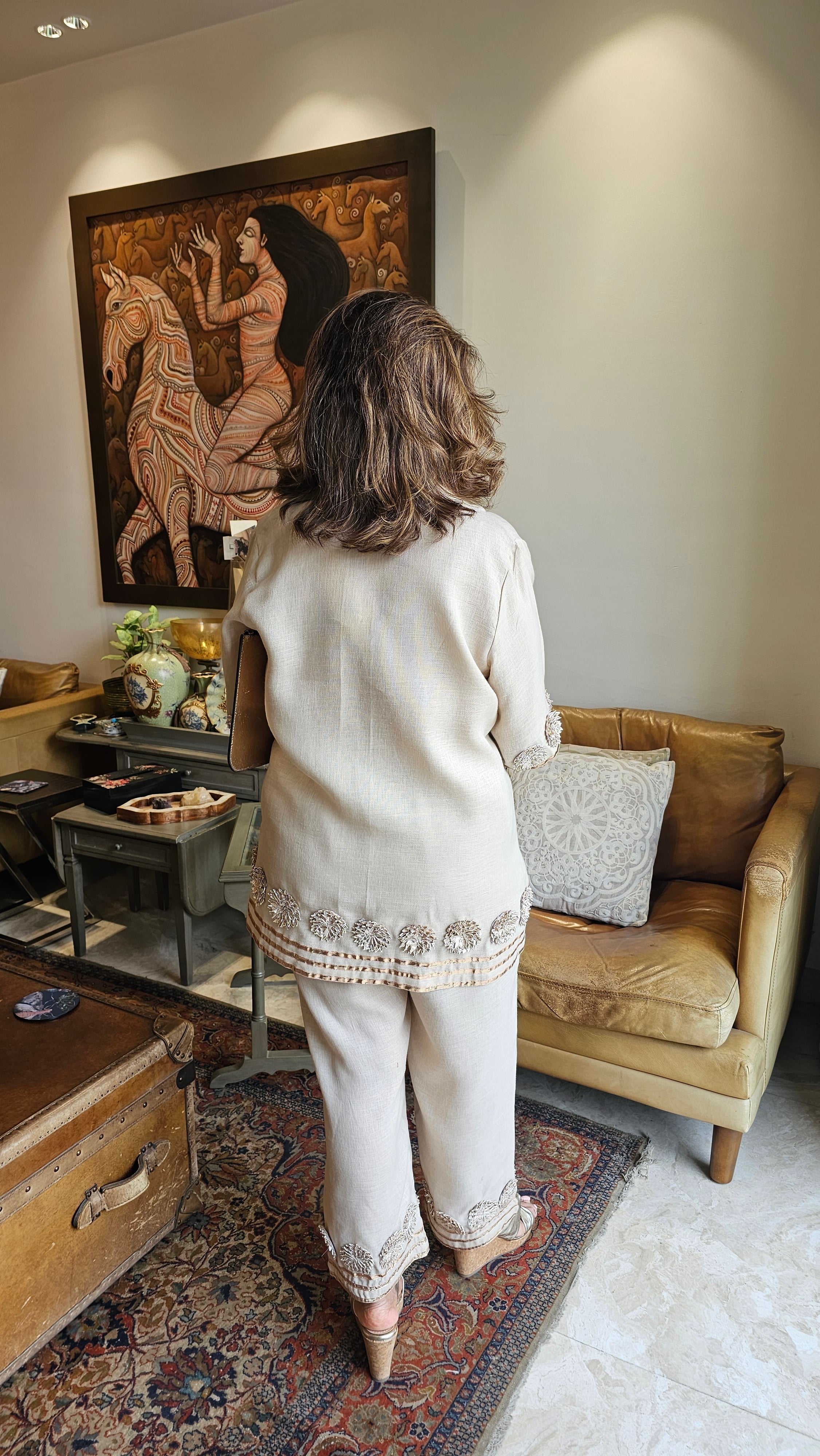 Beautiful Linen Co-ord set Dressed With Gota Kinari
