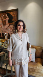Beautiful Linen Co-ord set Dressed With Gota Kinari