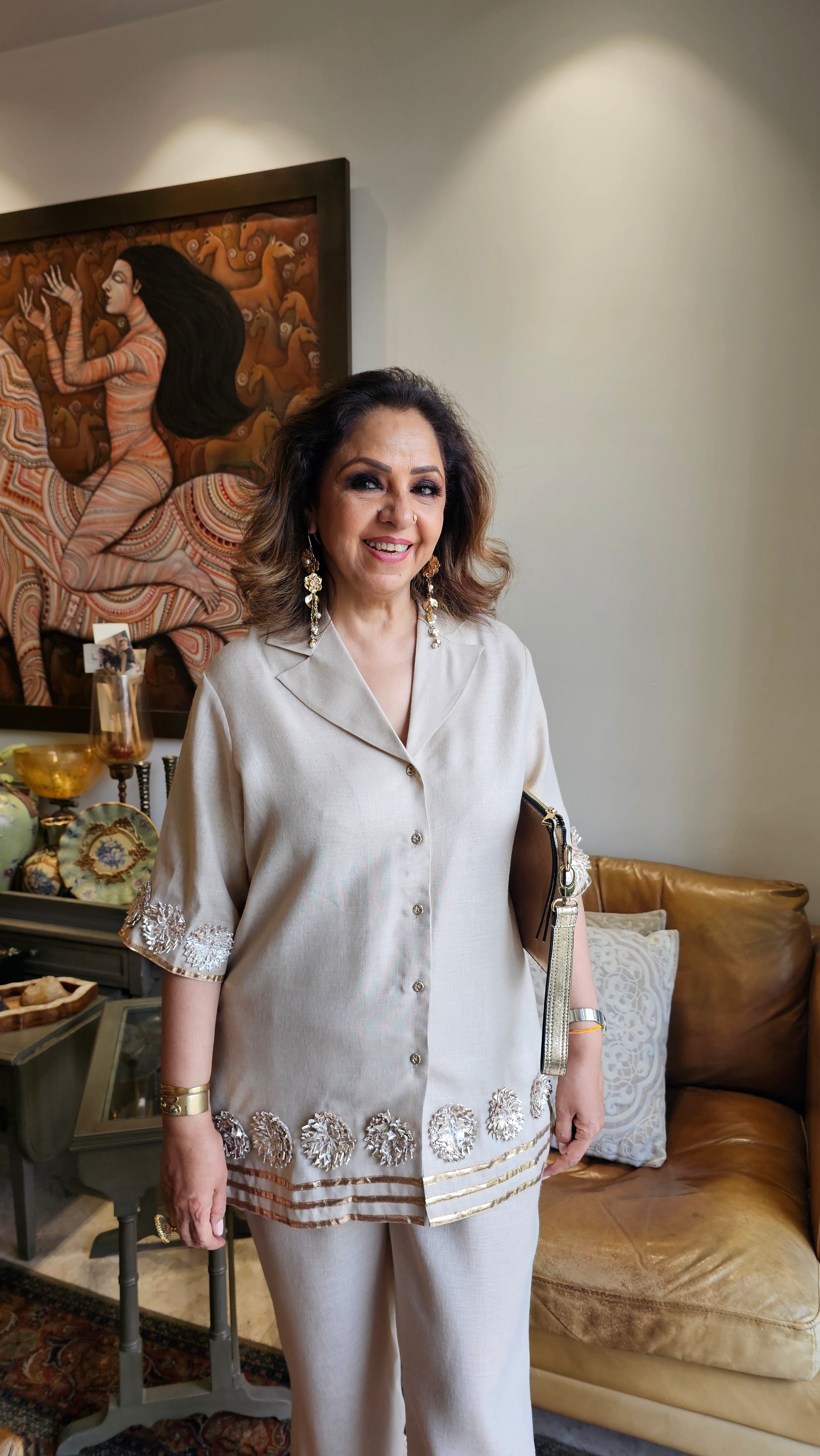 Beautiful Linen Co-ord set Dressed With Gota Kinari