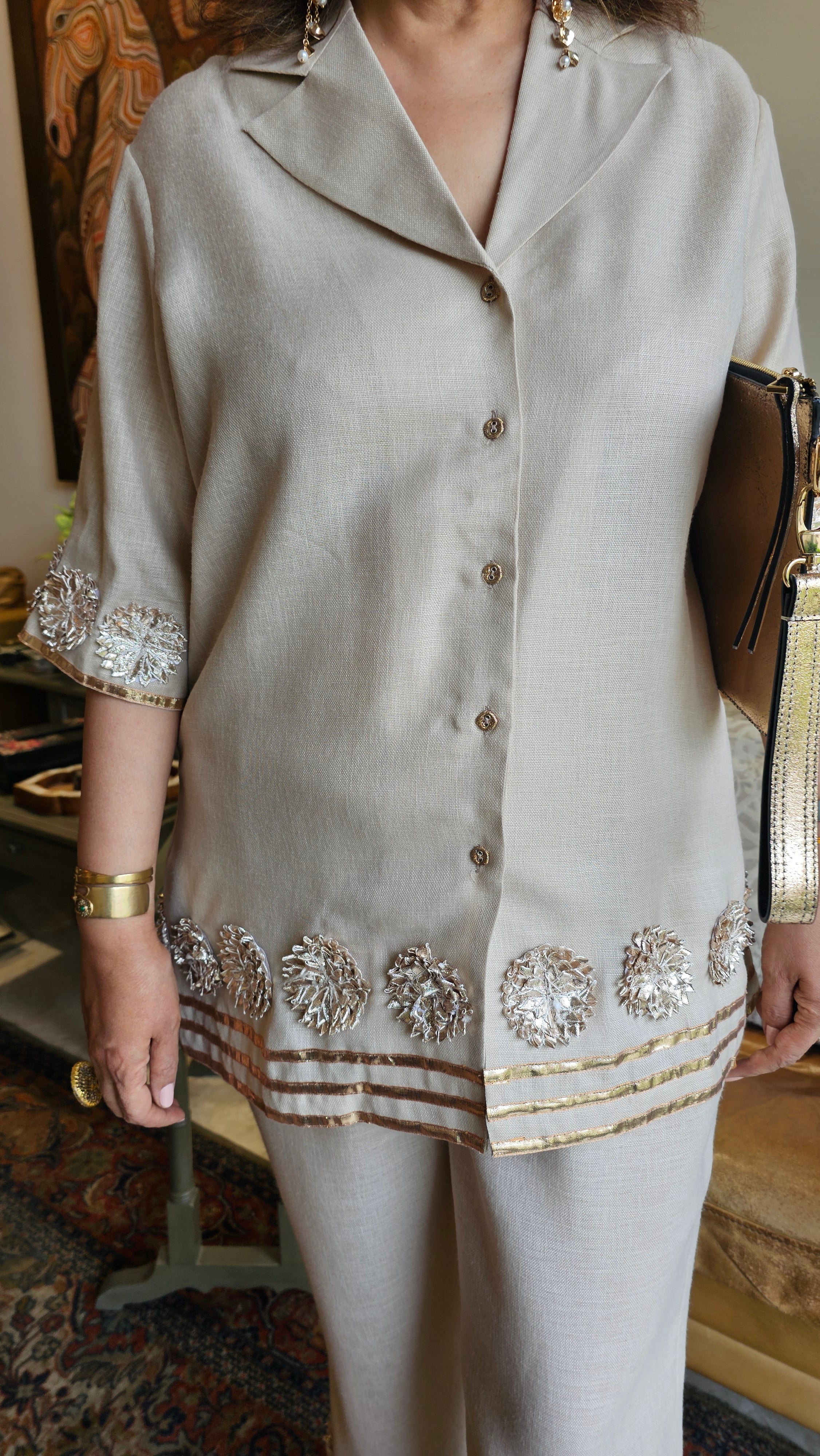 Beautiful Linen Co-ord set Dressed With Gota Kinari