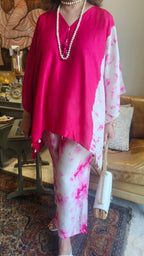 Stunning Tie & Dye Printed Cotton Silk Kaftan Co-ord Set