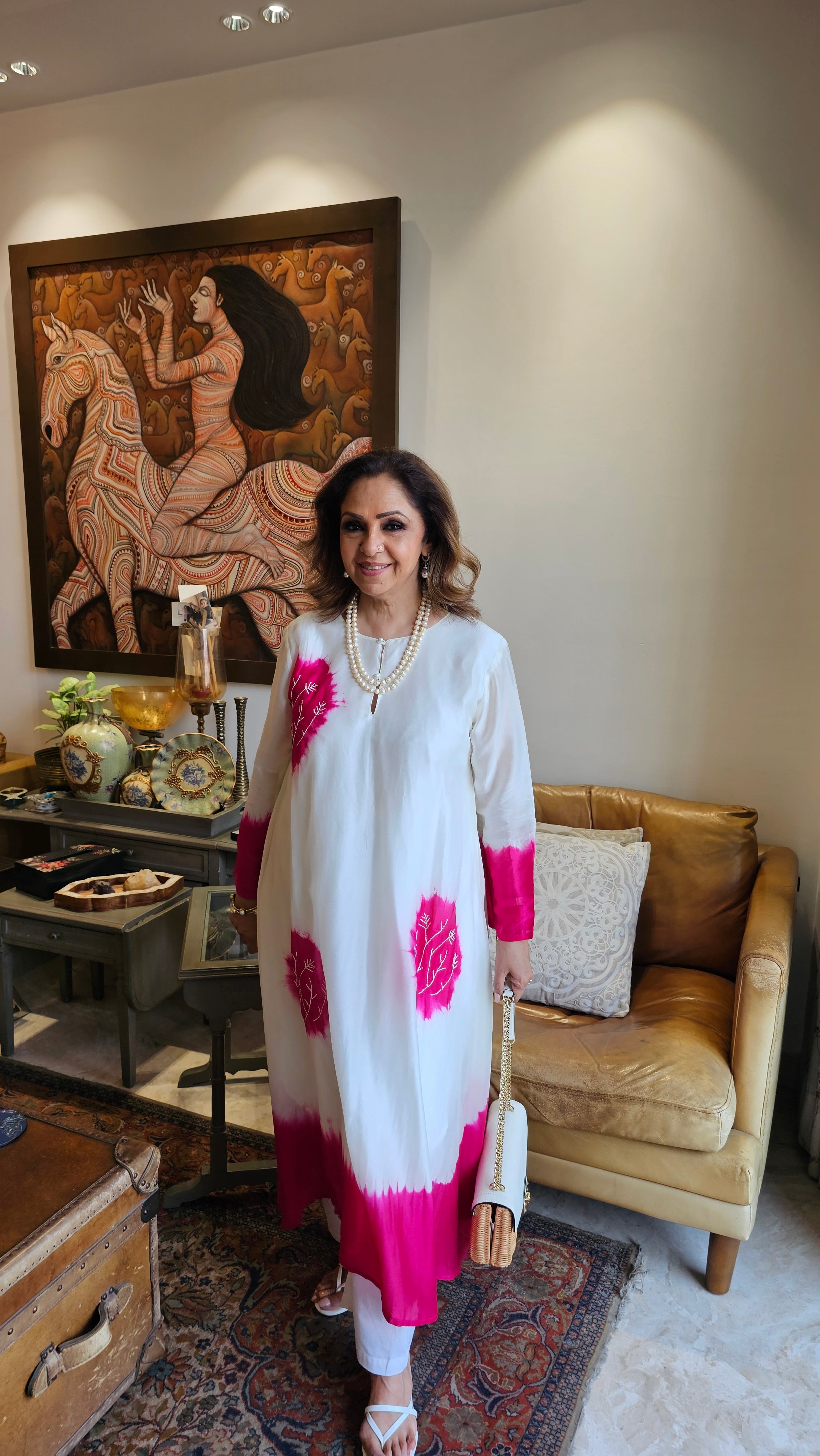 Gorgeous Tie & Dye Printed Mul Chanderi Top & Bottom With Thread Work