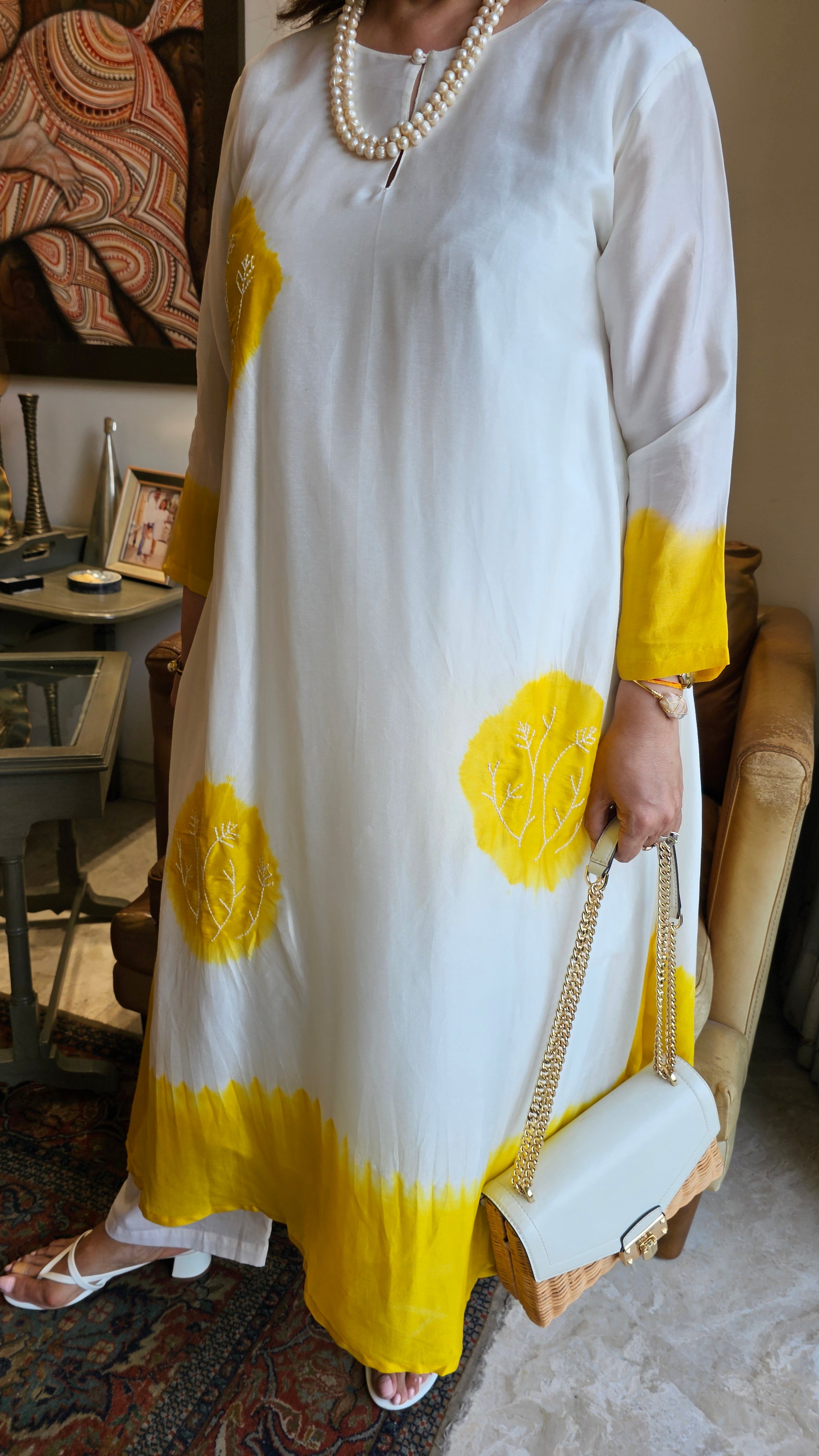 Gorgeous Tie & Dye Printed Mul Chanderi Top & Bottom With Thread Work