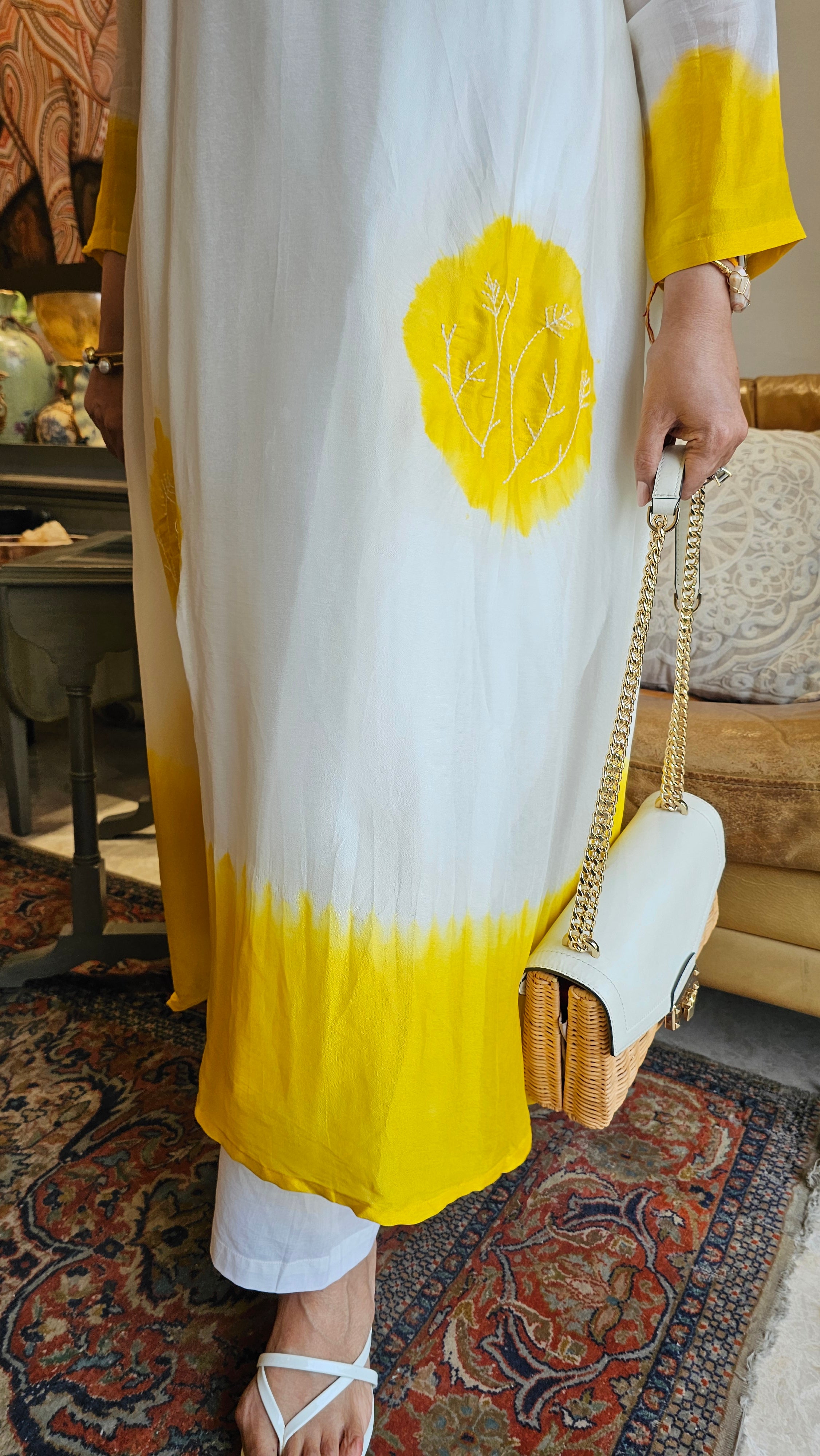 Gorgeous Tie & Dye Printed Mul Chanderi Top & Bottom With Thread Work