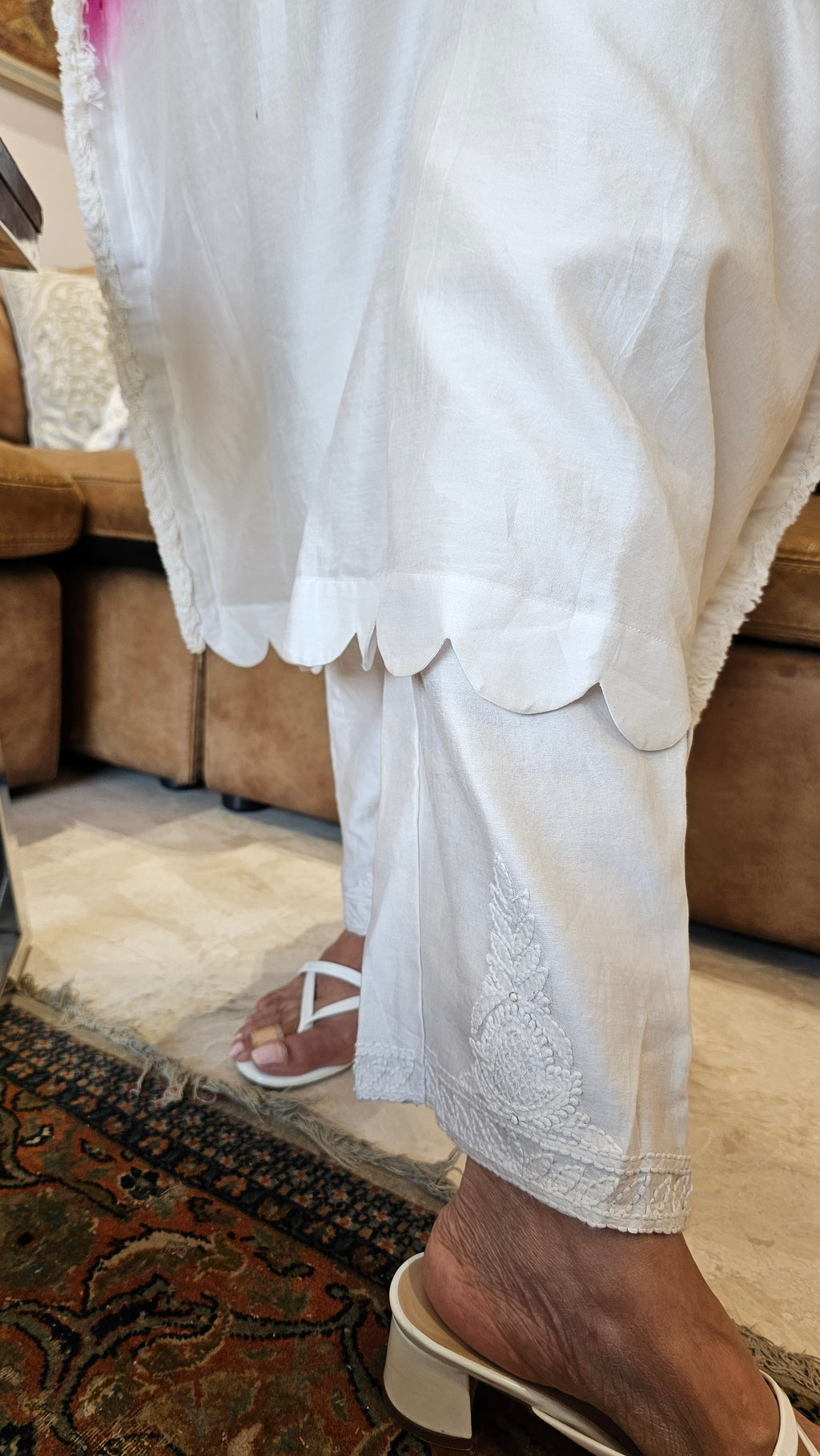 Beautiful Chanderi Co-ord Set Trimmed with Cowrie Shell Tassels