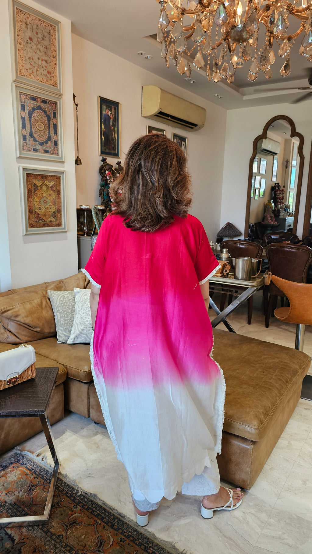 Beautiful Chanderi Co-ord Set Trimmed with Cowrie Shell Tassels