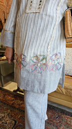 Breezy Jute Co-ord Set with Mirror & Thread Work