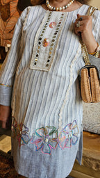 Breezy Jute Co-ord Set with Mirror & Thread Work