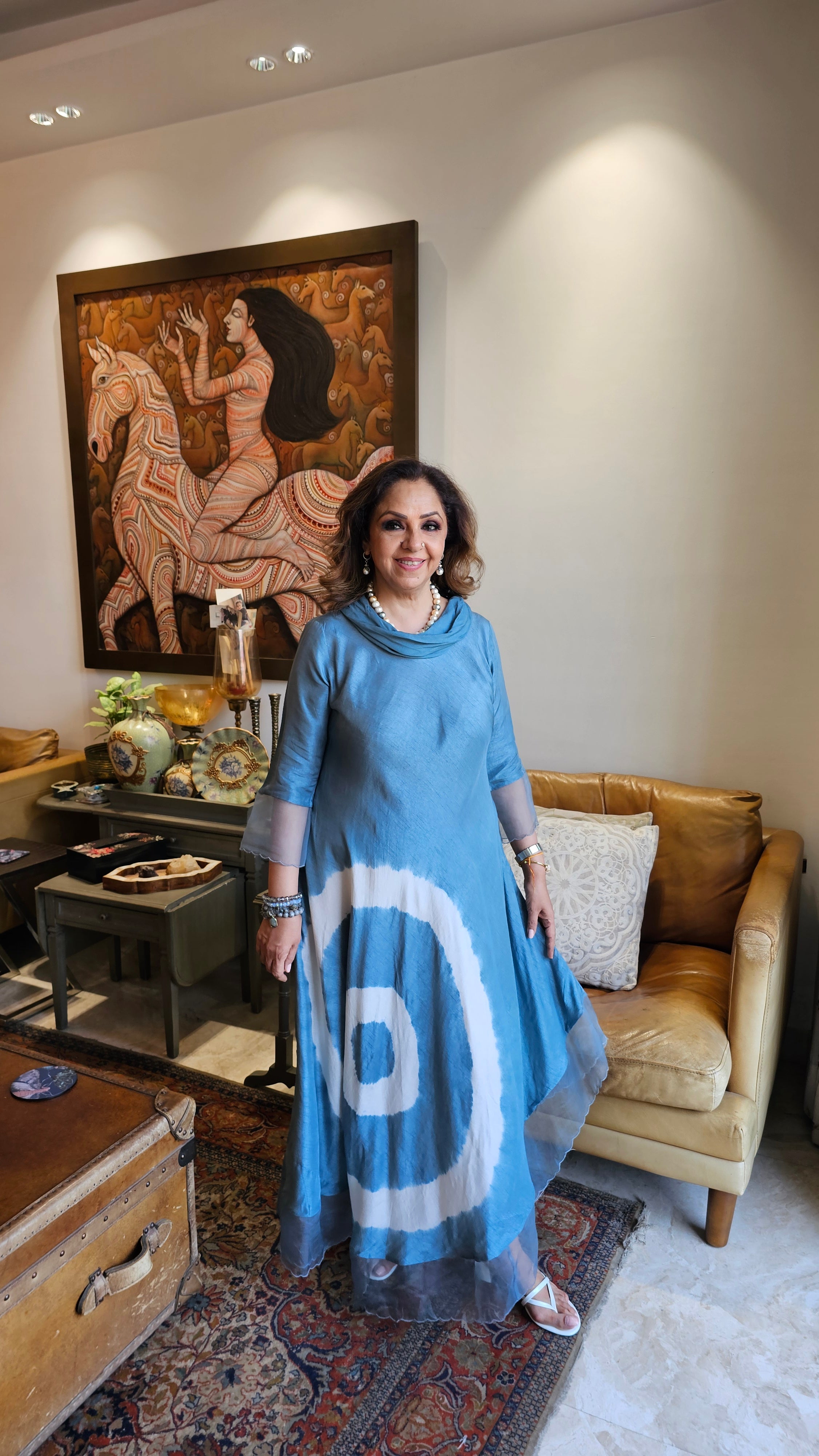 Beautiful Tie & Dye Printed Cotton Silk Outfit