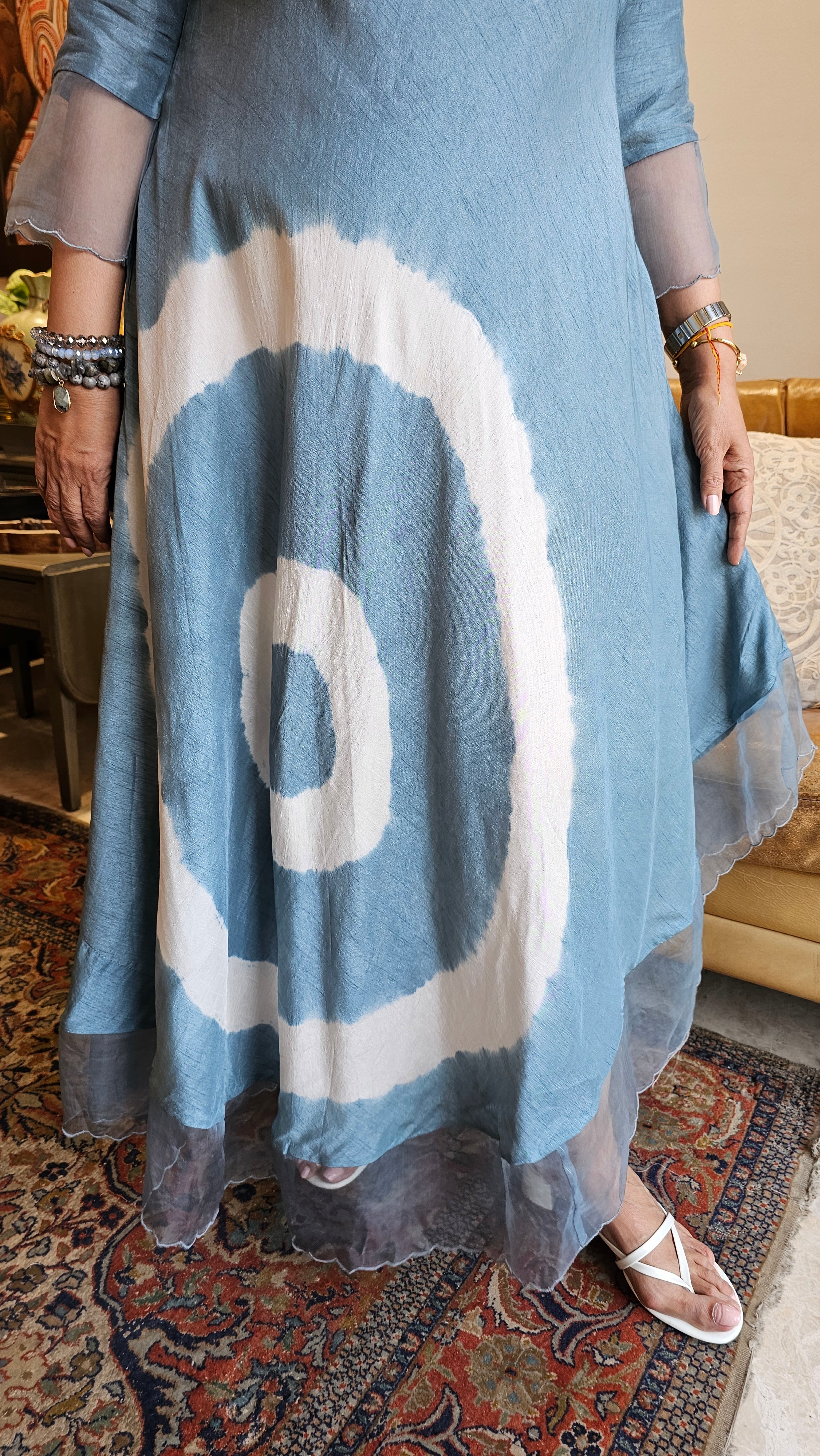 Beautiful Tie & Dye Printed Cotton Silk Outfit