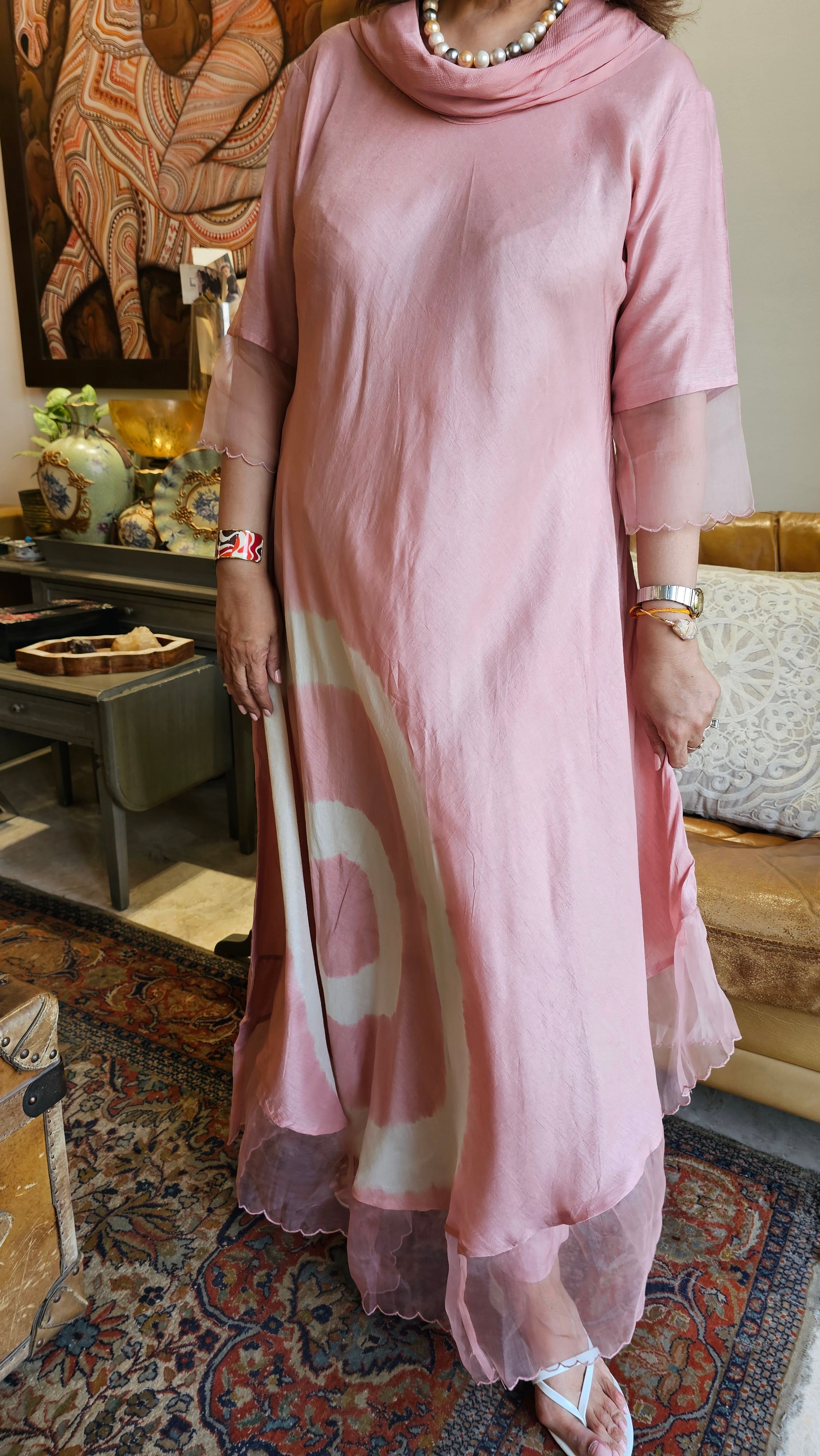 Beautiful Tie & Dye Printed Cotton Silk Outfit