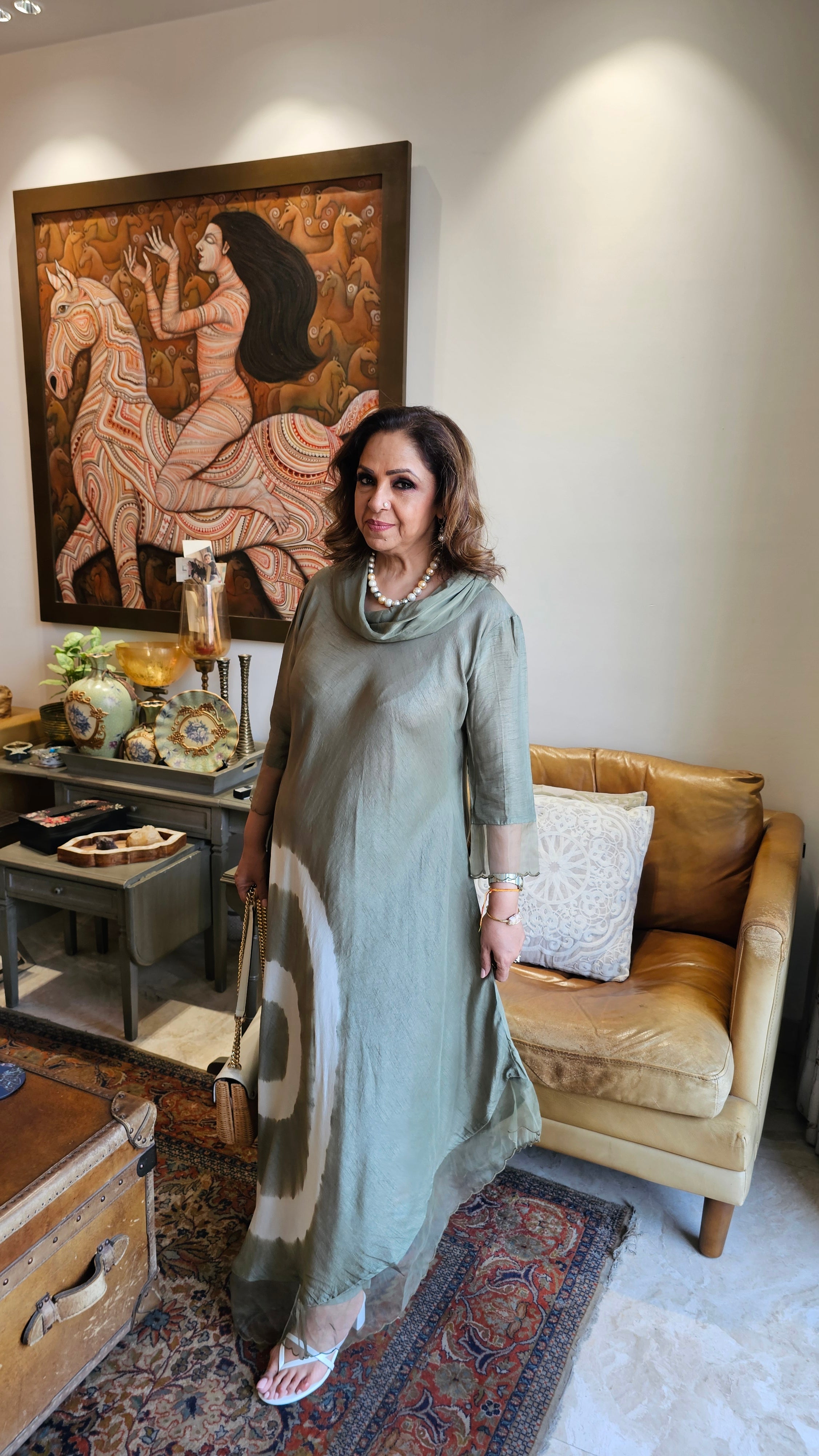 Beautiful Tie & Dye Printed Cotton Silk Outfit
