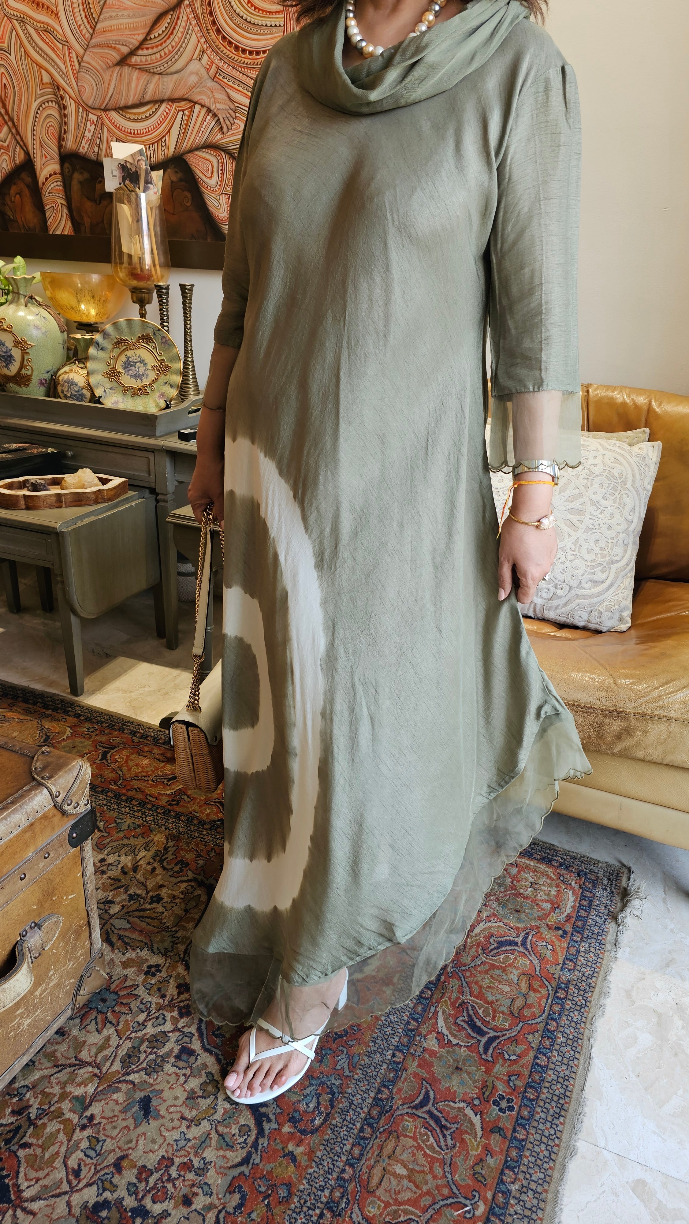 Beautiful Tie & Dye Printed Cotton Silk Outfit